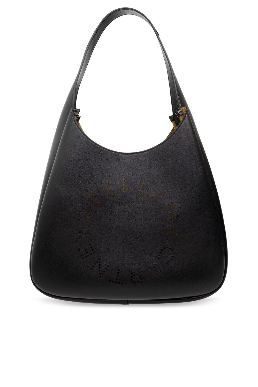 Shop Stella Mccartney Logo-perforated Medium Tote Bag In Black