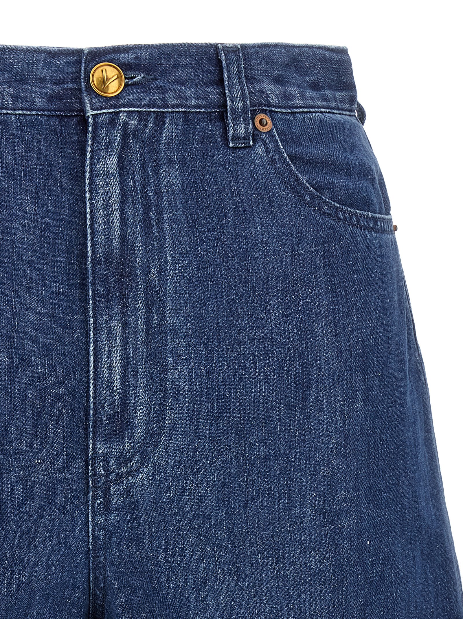 Valentino Denim Shorts With Back Pockets And Belt Loops In Blue