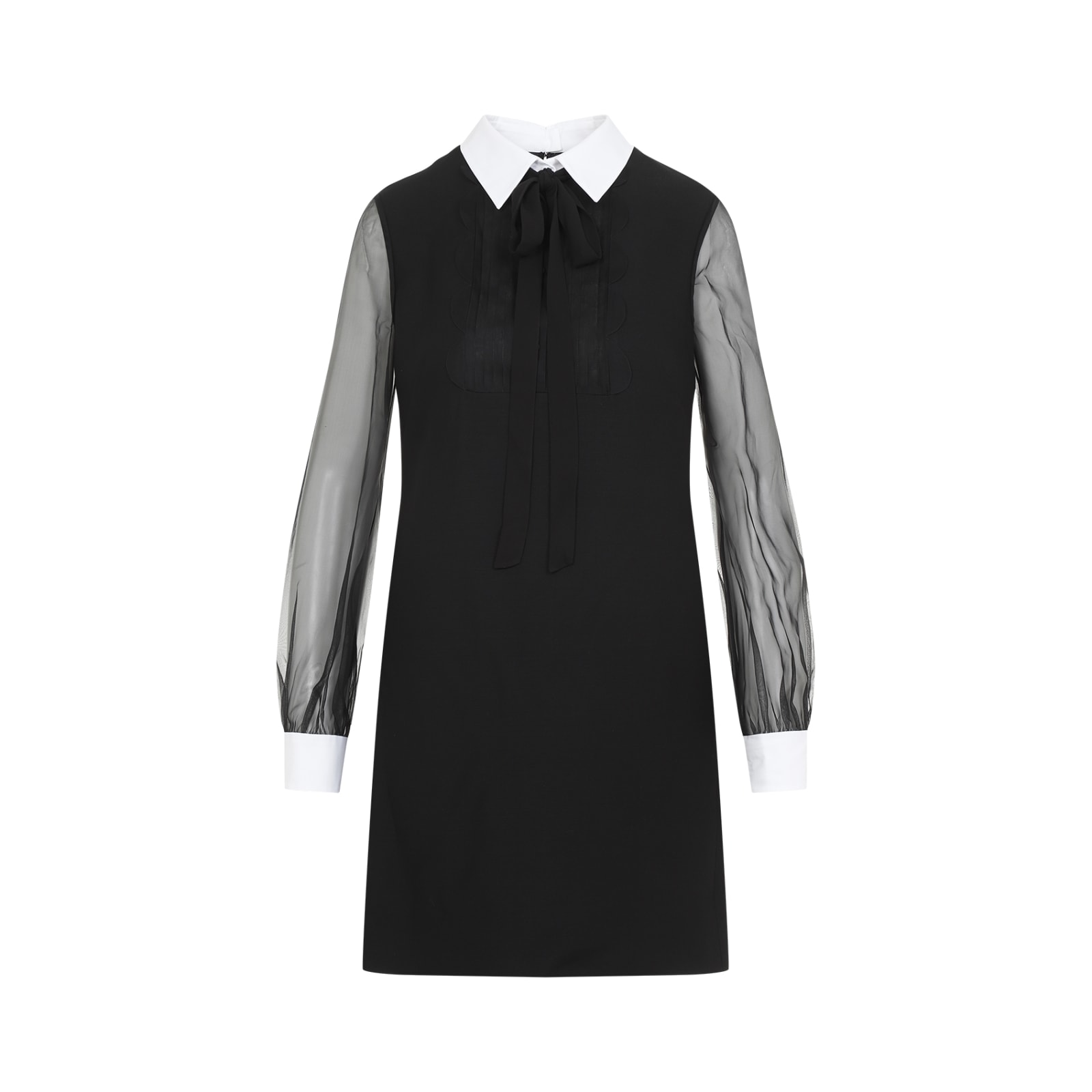 Shop Valentino Mini Smoking Dress In Ni Nero Bianco