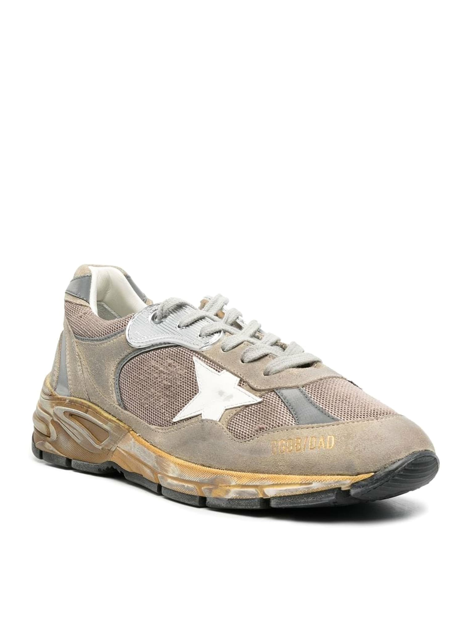 Shop Golden Goose Gray Leather Blend Running Sneakers In Taupe Silver White