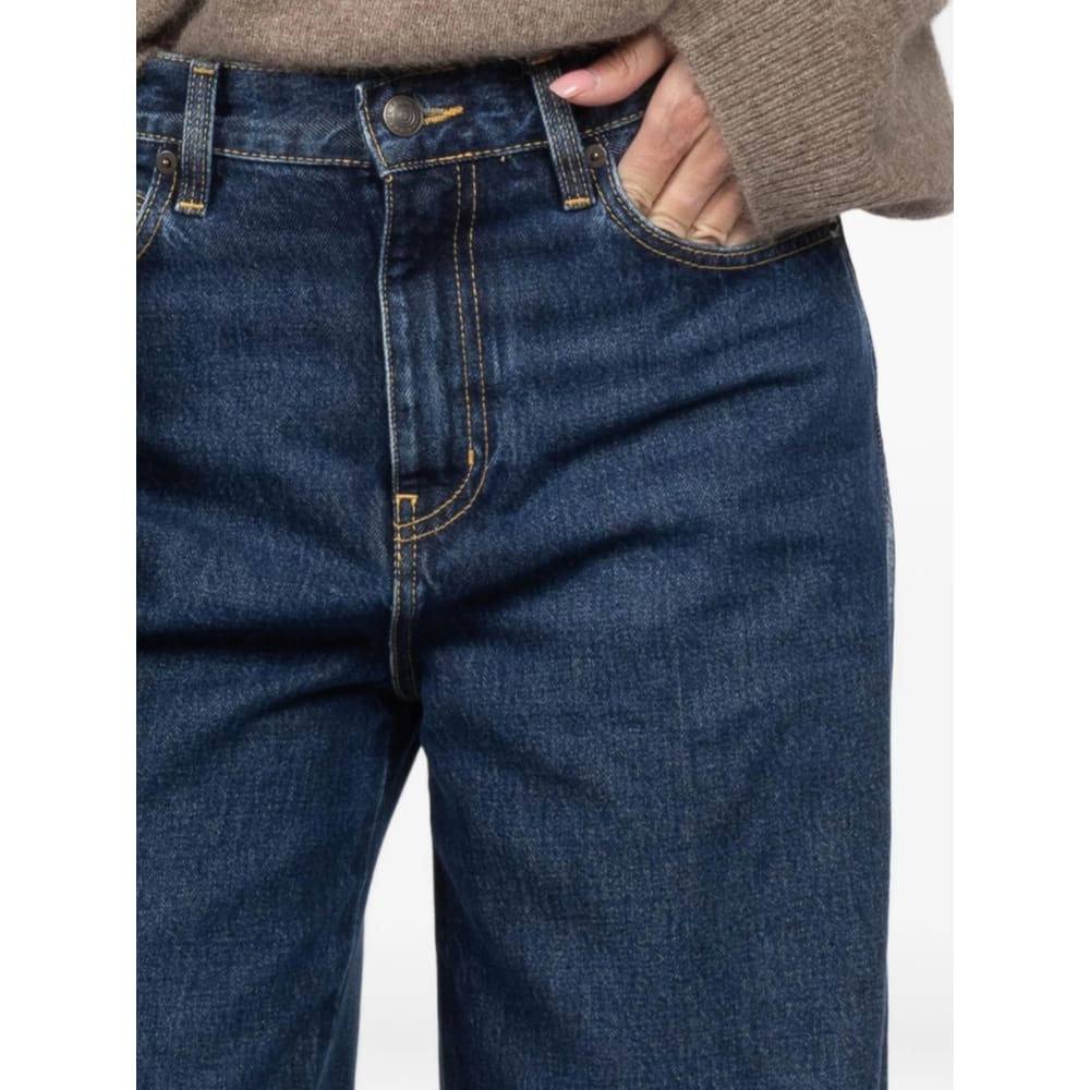 Frame Womens Spencer The Cuffed Wide-leg Denim Jeans In Blue