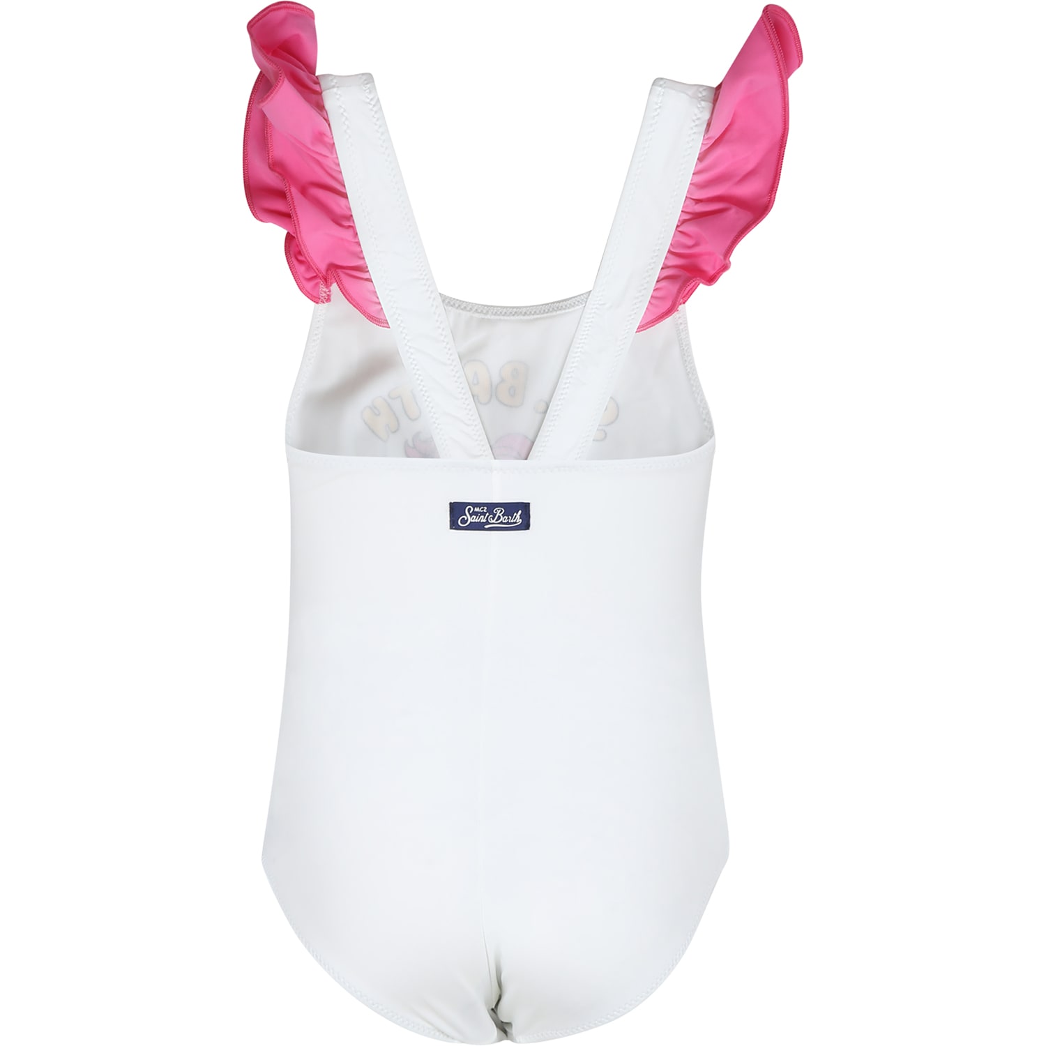 Mc2 Saint Barth White Swimsuit For Girl With My Little Pony Print In White