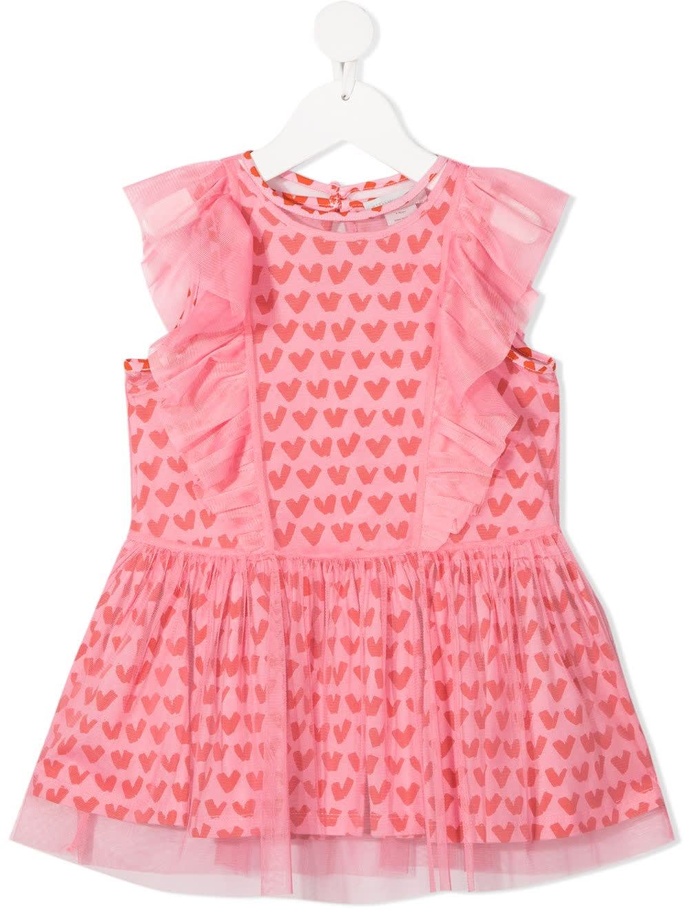 Photo of  Stella McCartney Kids Heart Tulle Dress With Ruffles- shop Stella McCartney Kids Dresses online sales