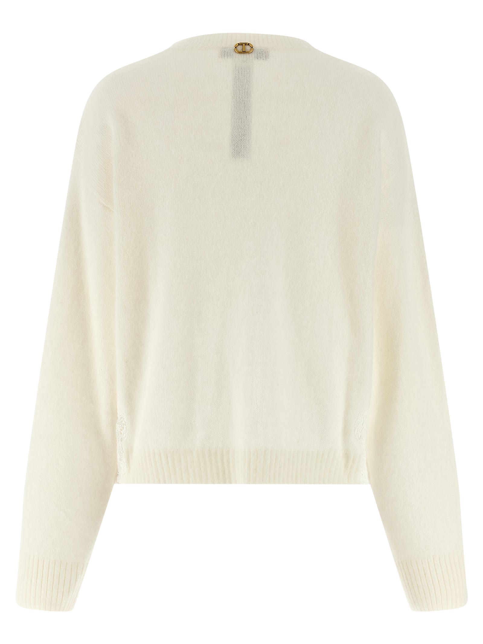 Twinset Lace Insert Sweater In White