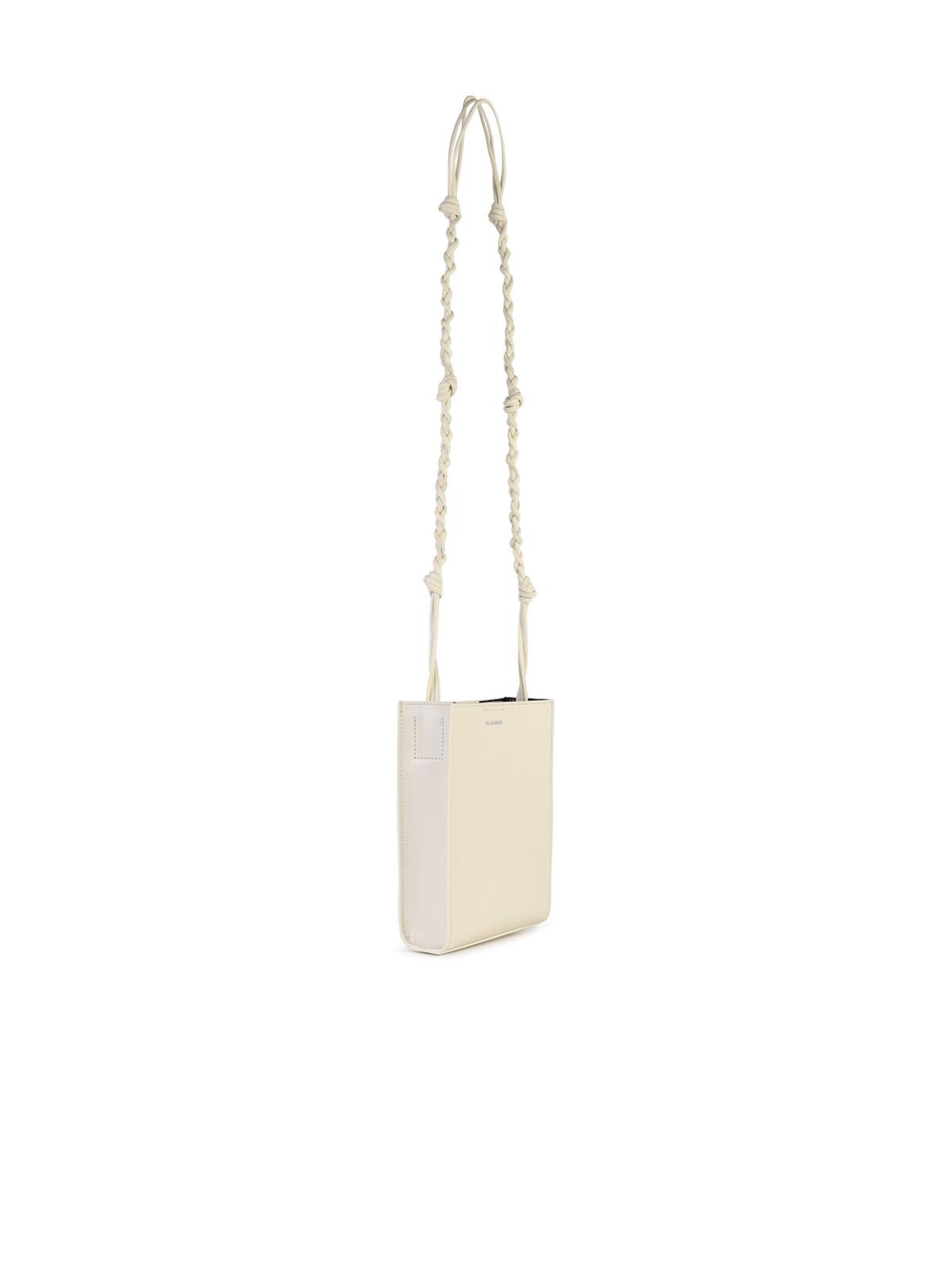 Shop Jil Sander Tangle Ivory Leather Crossbody Bag