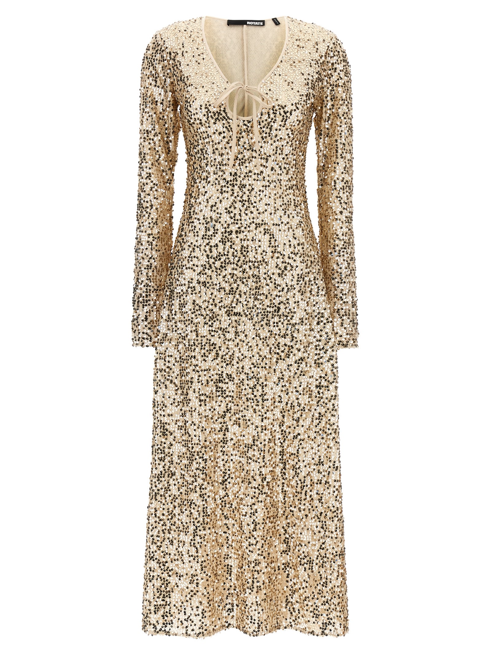 Rotate Birger Christensen Net Sequins Midi Dress In Gold