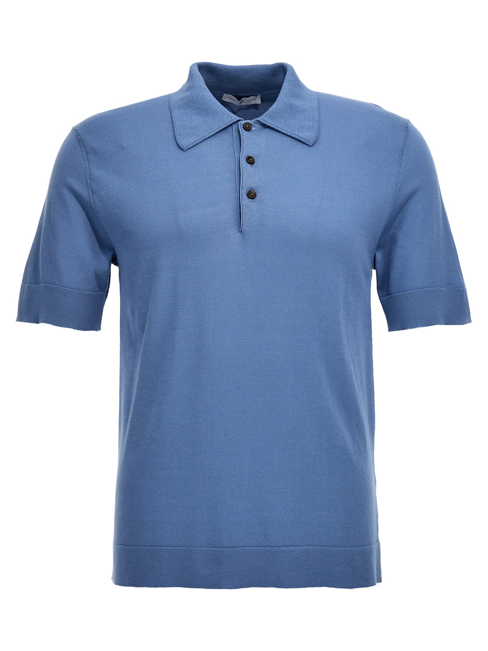 pt01 silk cotton polo shirt. in light blue