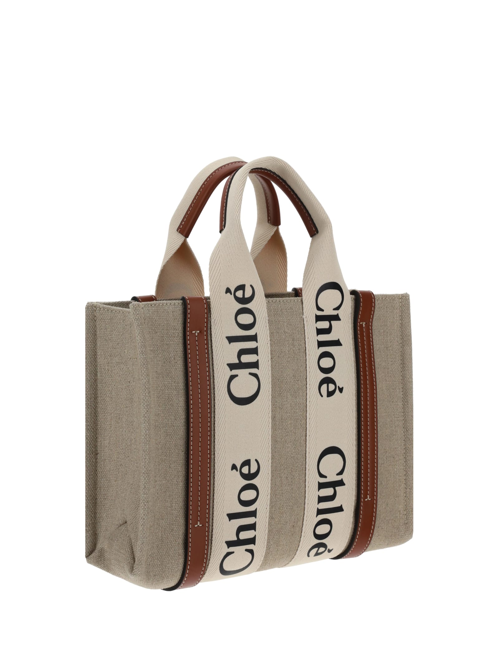 Shop Chloé Woody Handbag In White/brown