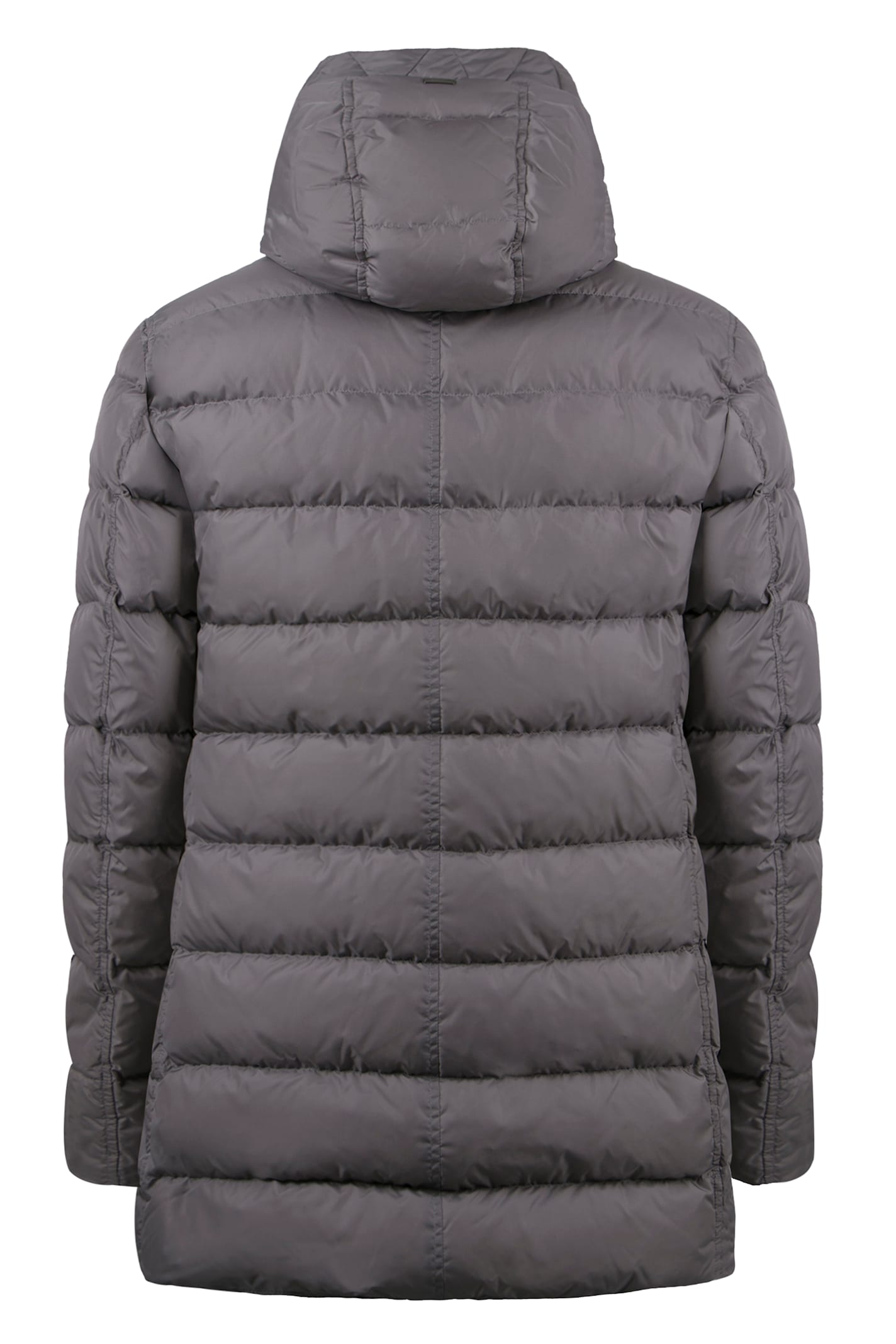 Herno Hooded Nylon Down Jacket In Grey