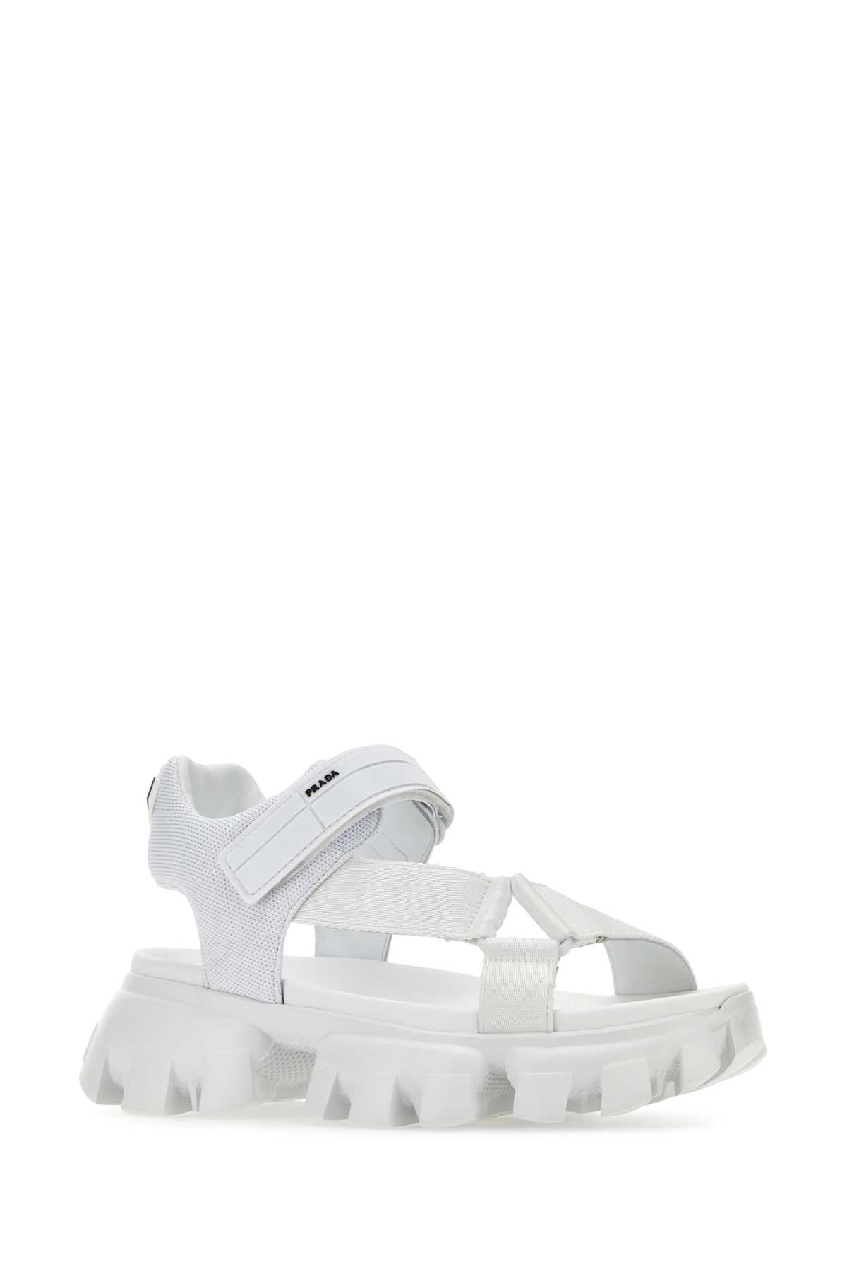 Shop Prada White Nylon Sandals