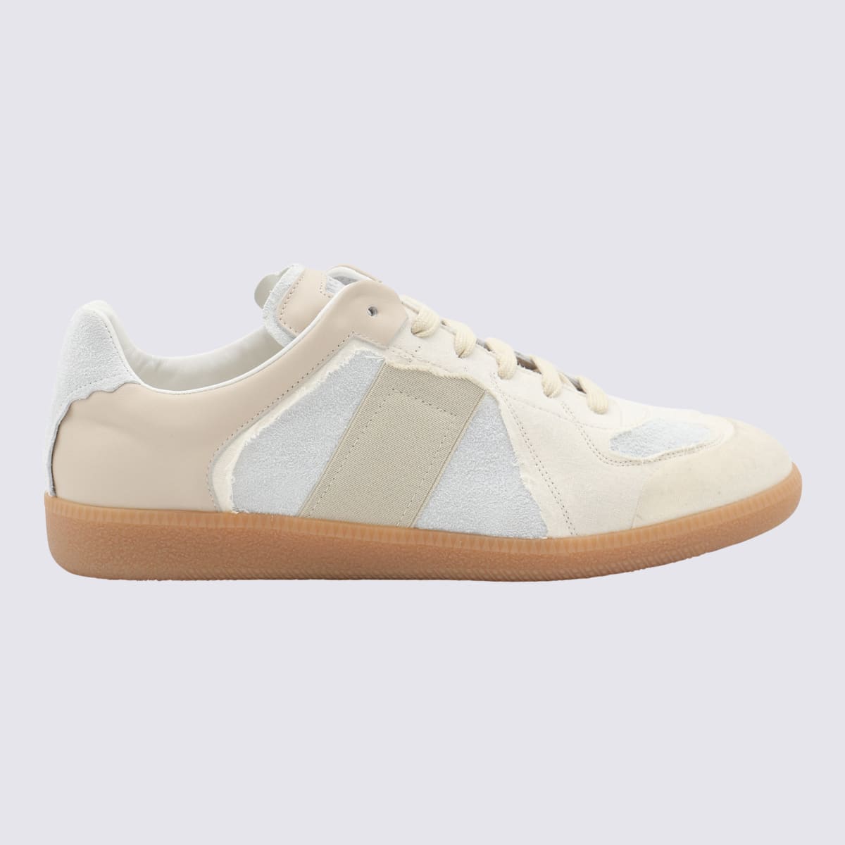 Shop Maison Margiela White And Beige Sneakers In Reversed Replica