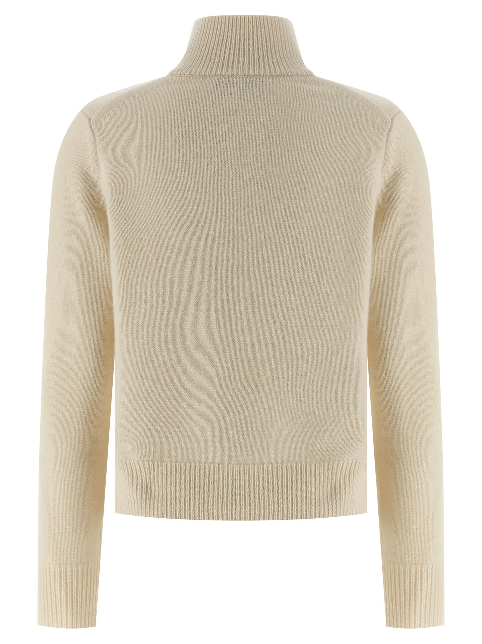 Maison Kitsuné Fox Head Intarsia Merino High Neck Cardigan Knitwear Beige In Neutral