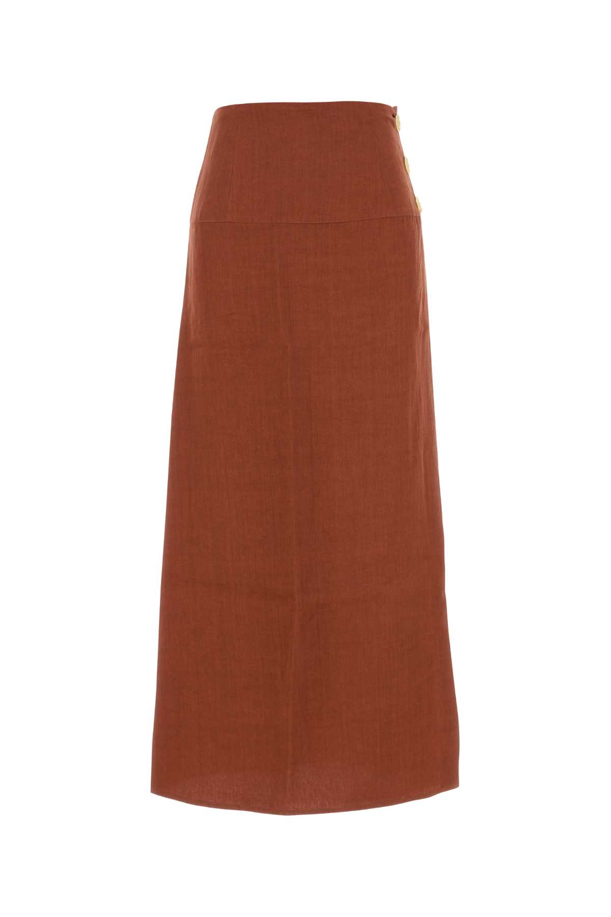 Le Kasha Haifal Button-fastening Linen Maxi Skirt In Brown