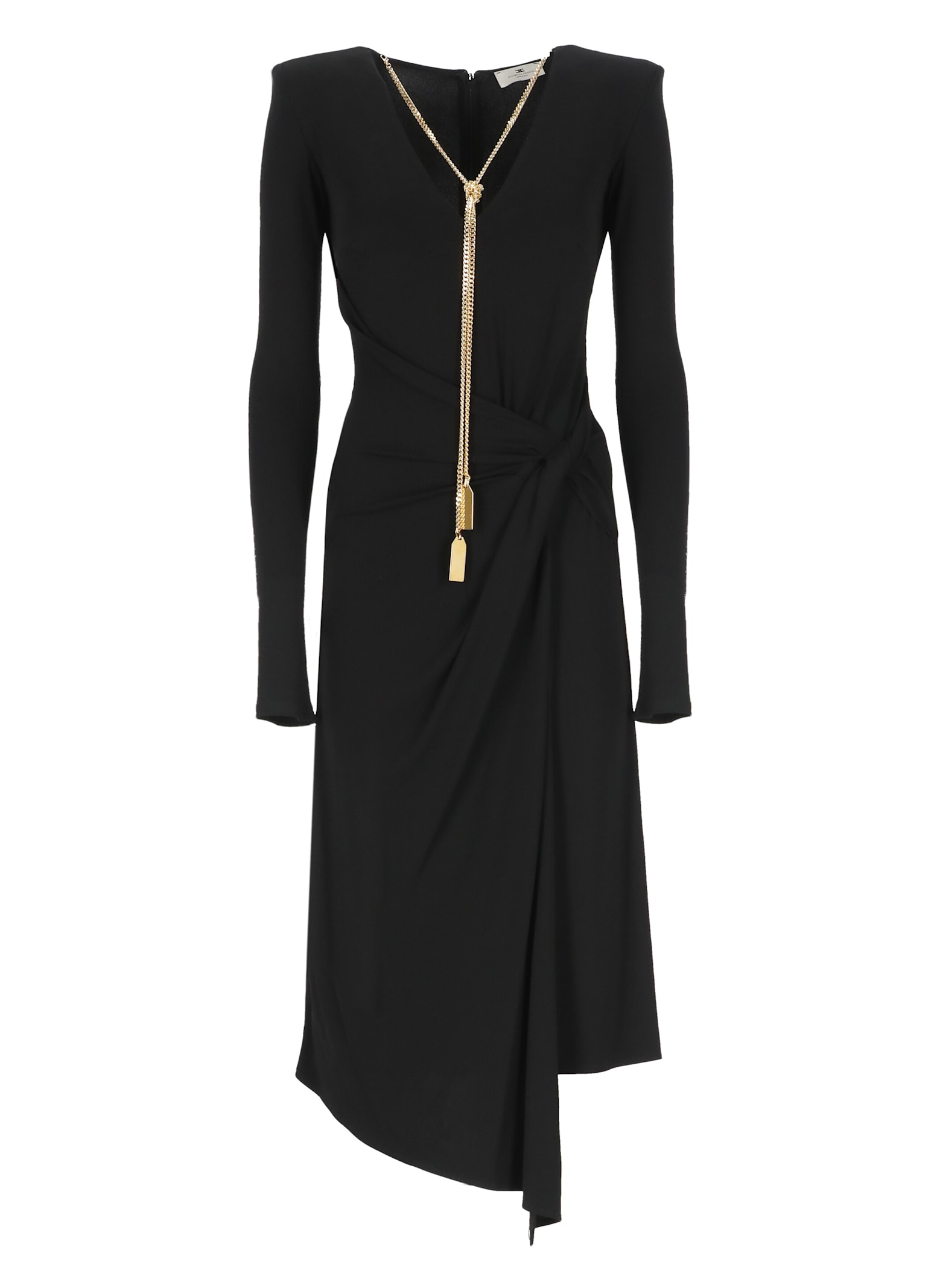 Shop Elisabetta Franchi Draped Dress In Black