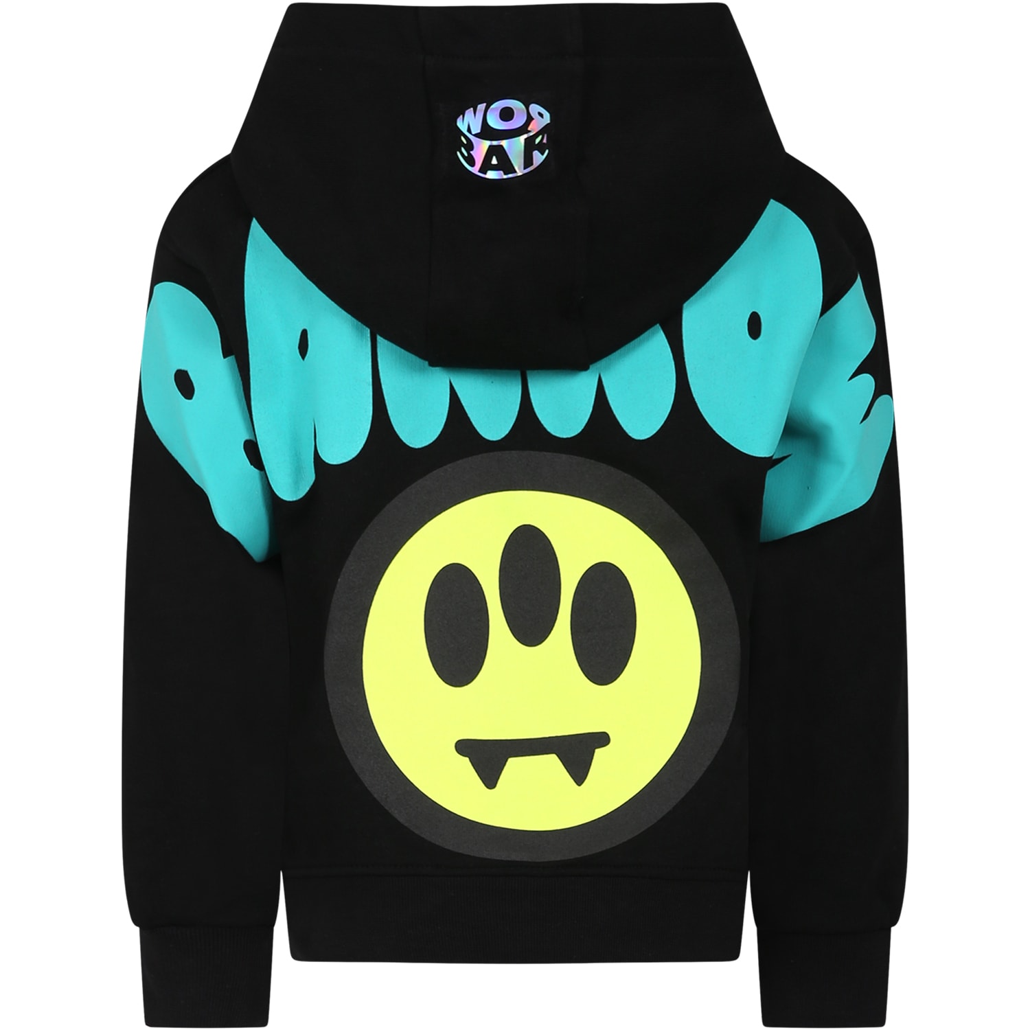 Barrow Black Sweatshirt For Kids With Iconic Smiley And Green Logo