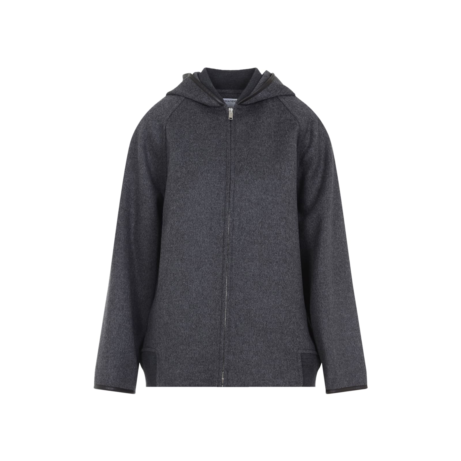Bottega Veneta Relaxed-fit Hooded Coat With Textured Fabric In Gray