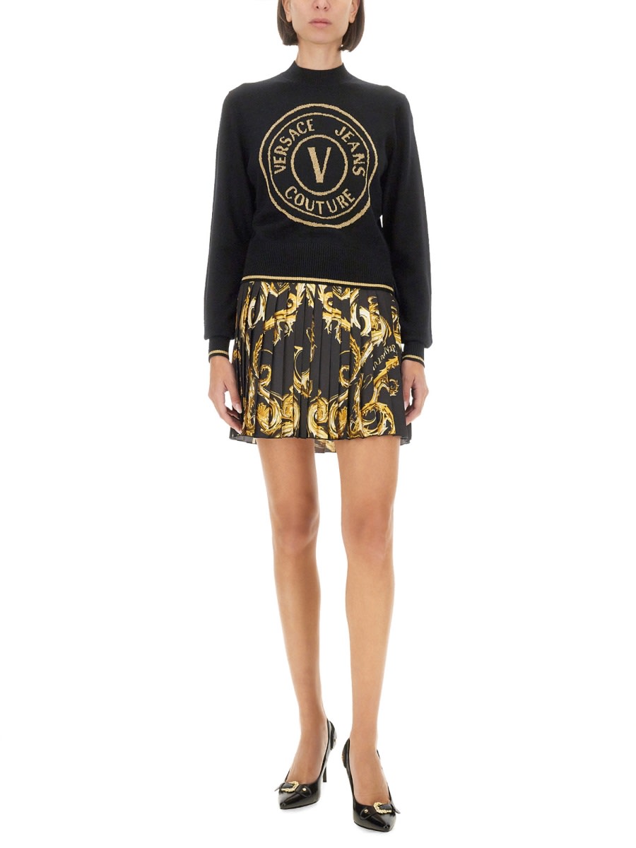 Shop Versace Jeans Couture V-emblem Jersey In Black