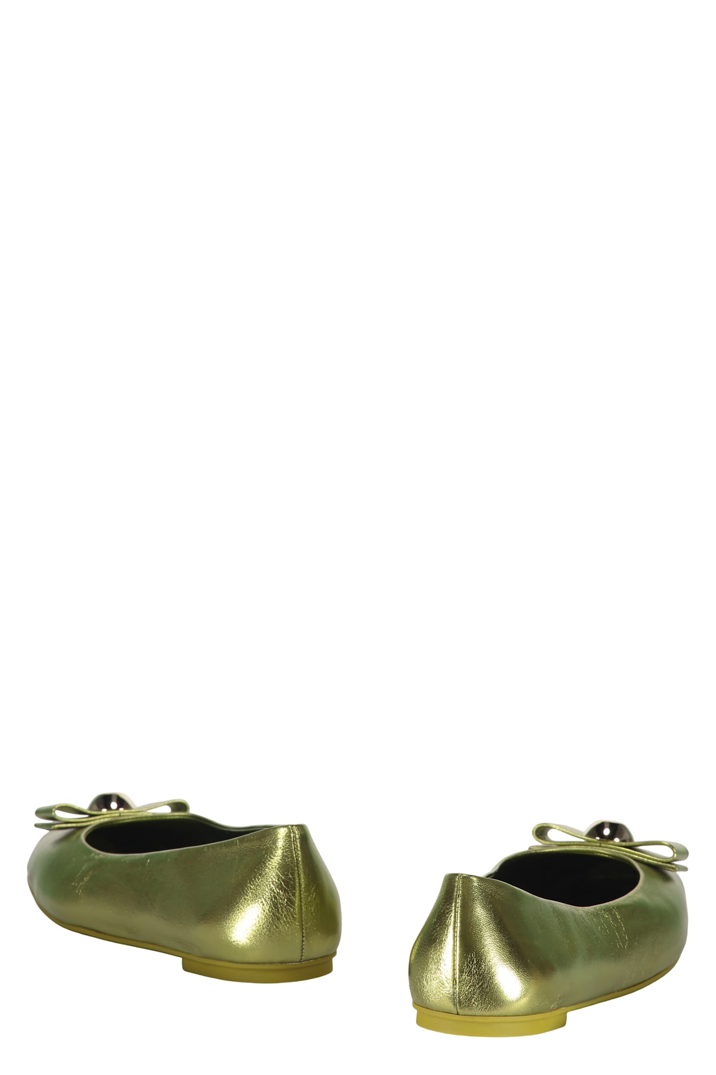 Ferragamo Bow-embellished Ballerina Loafers In Green