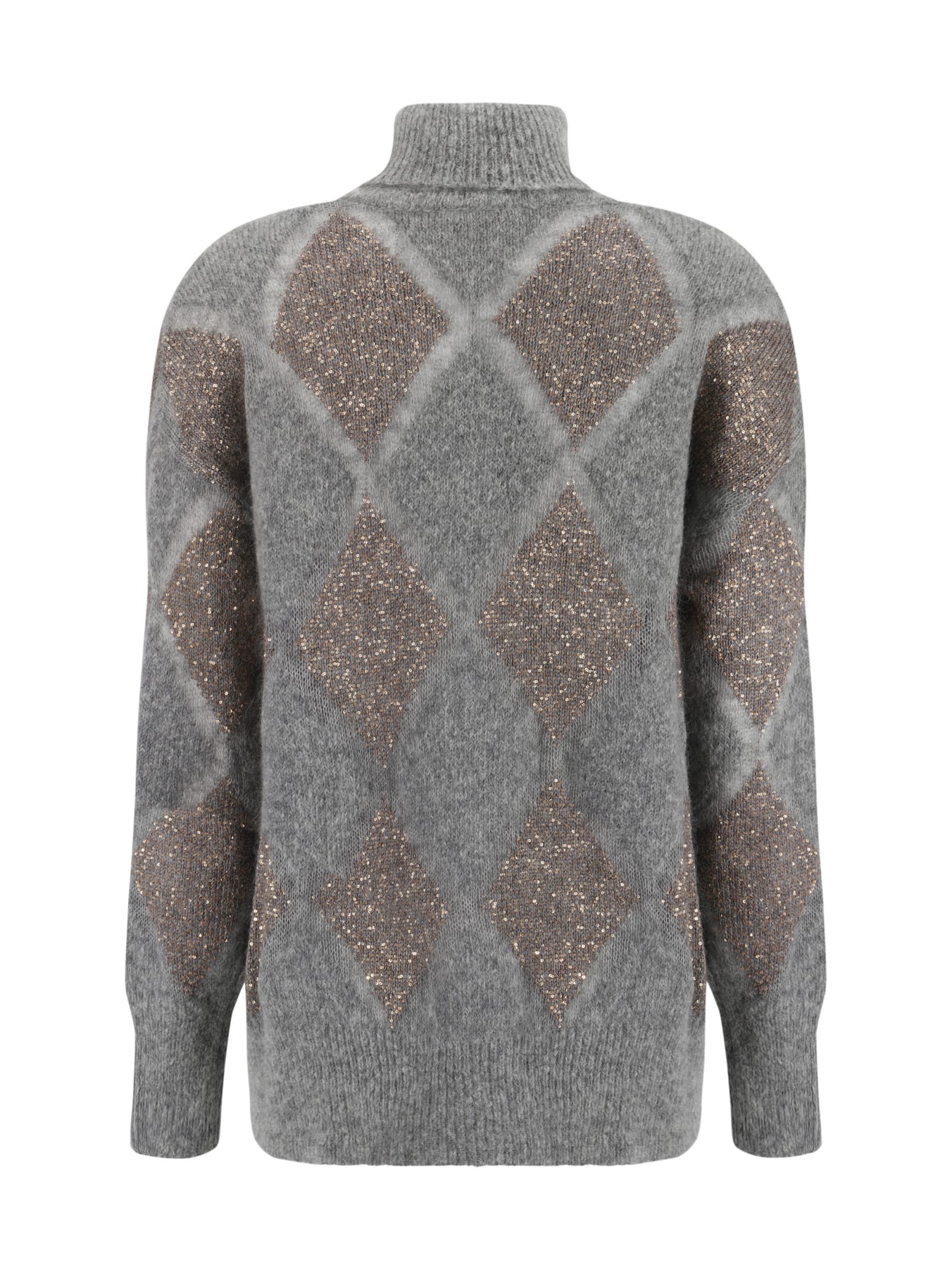 Shop Brunello Cucinelli Turtleneck Sweater In Grigio Medio+piombo