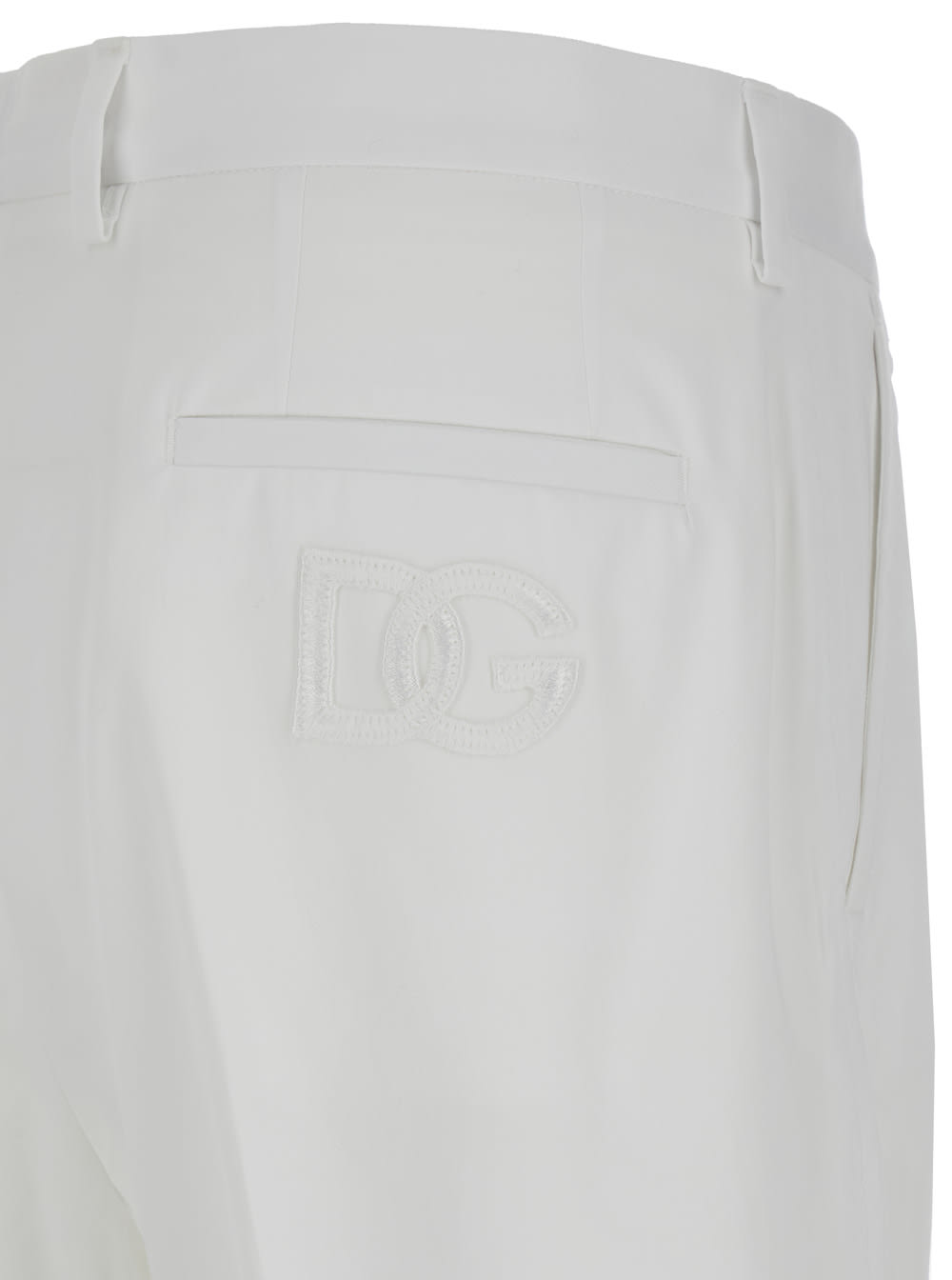 Shop Dolce & Gabbana White Bermuda Shorts With Tonal Dg Embroidery In Stretch Cotton Man