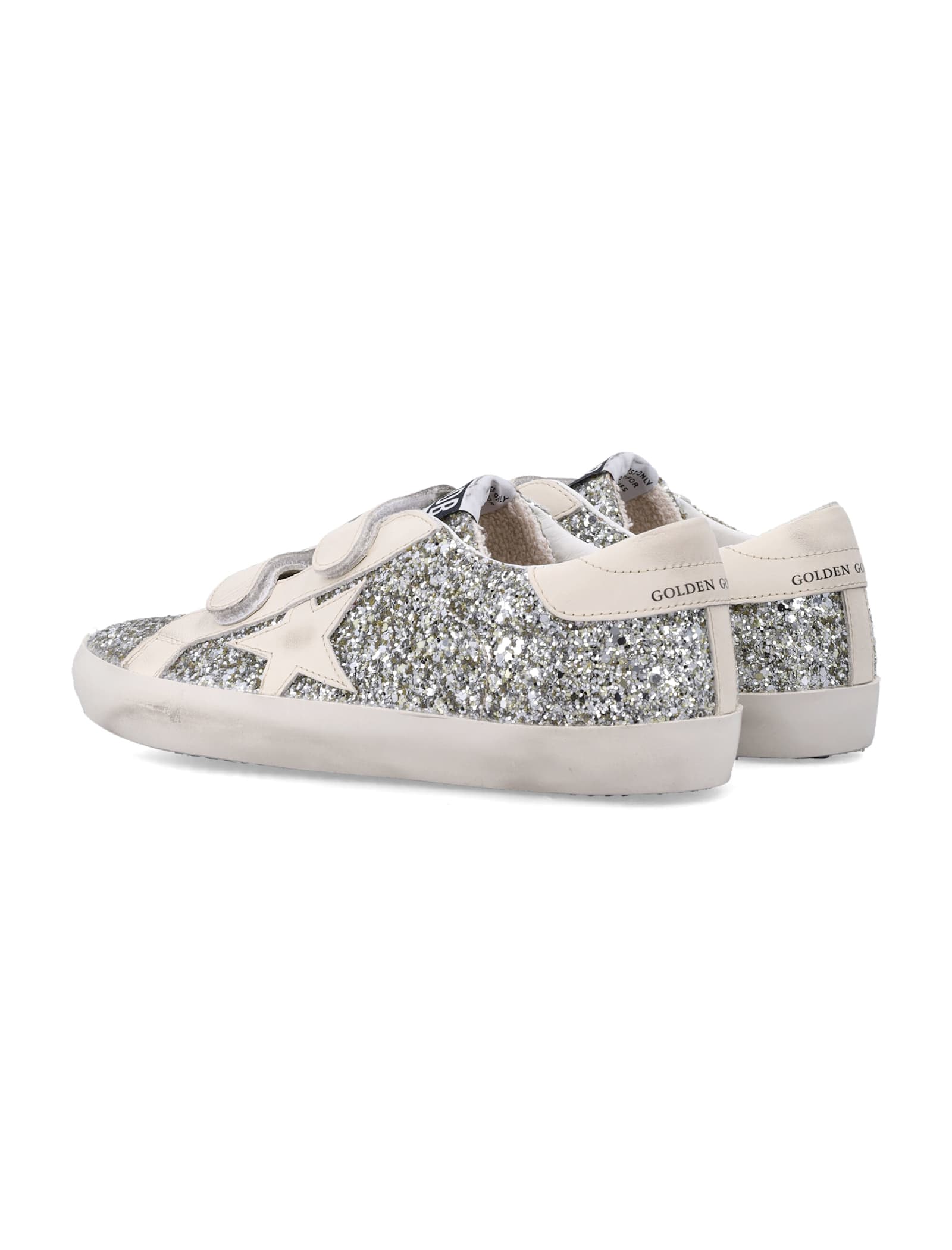 Golden Goose Kids Old School Glitter And Leather Sneakers In Multi