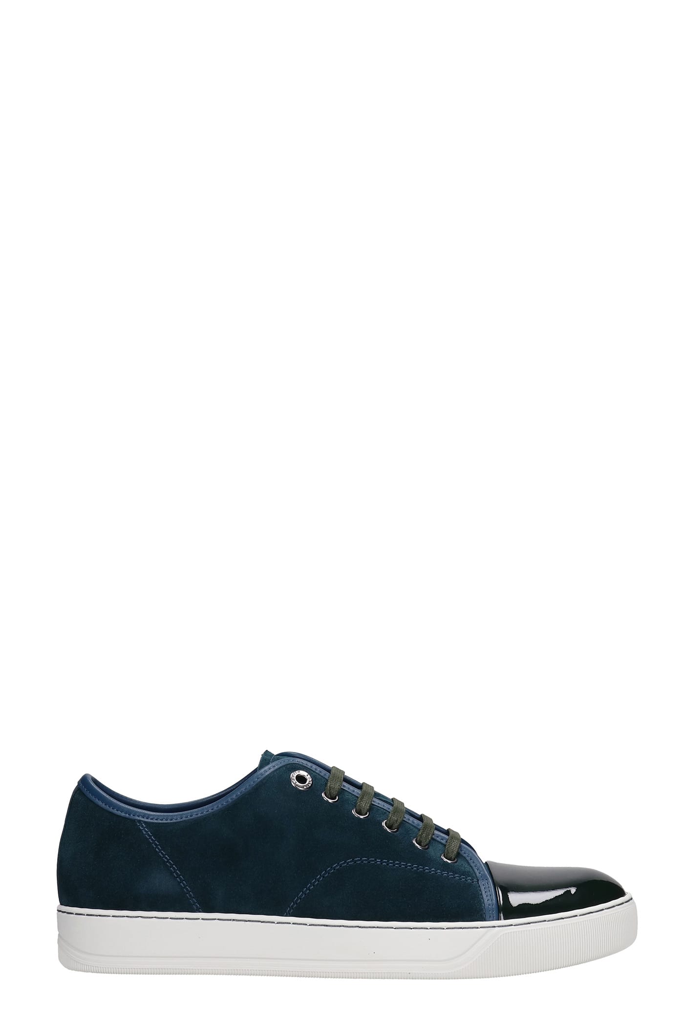 Lanvin Dbb1 Sneakers In Green Suede And Leather