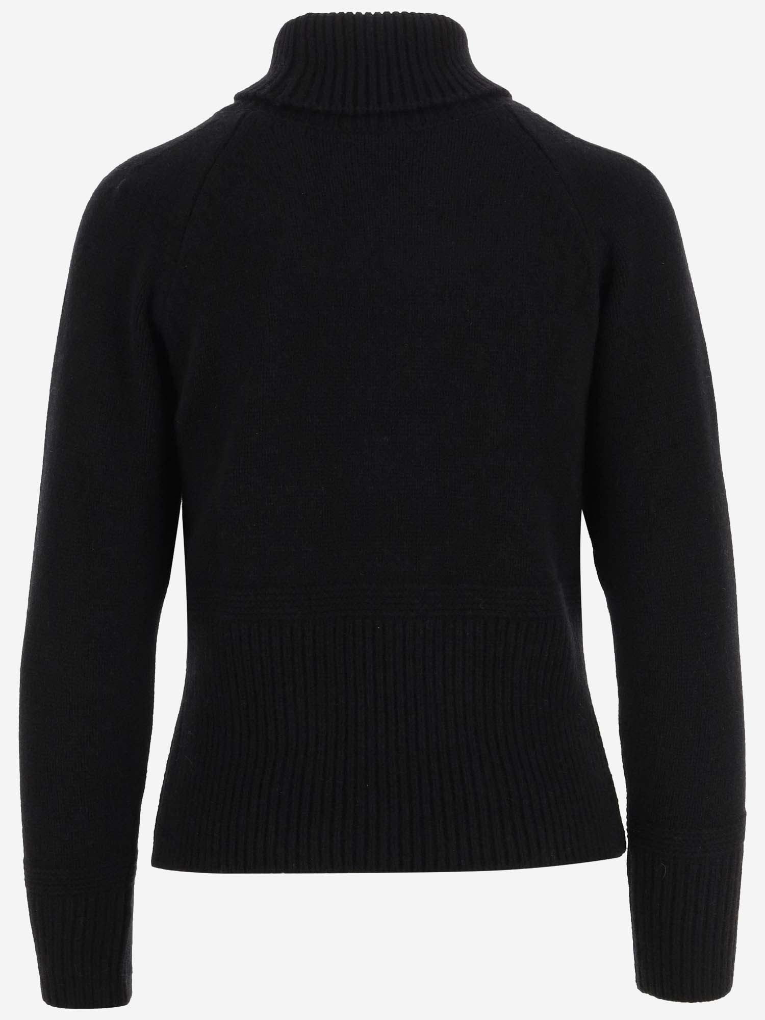 Shop Patou Wool And Cashmere Blend Sweater With Logo In Black