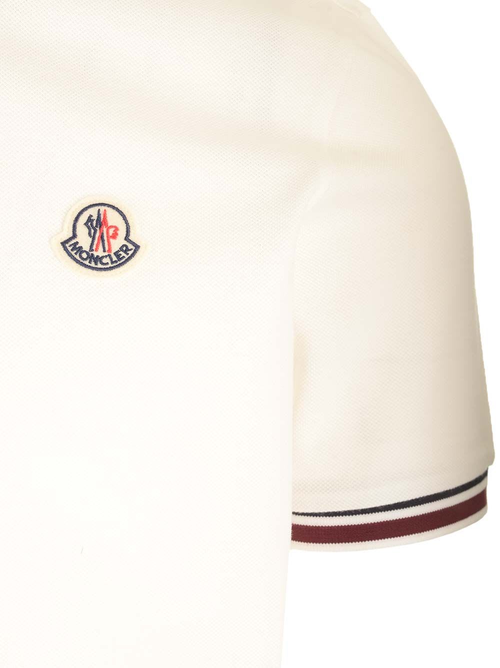 Shop Moncler Short Sleeve Polo In White