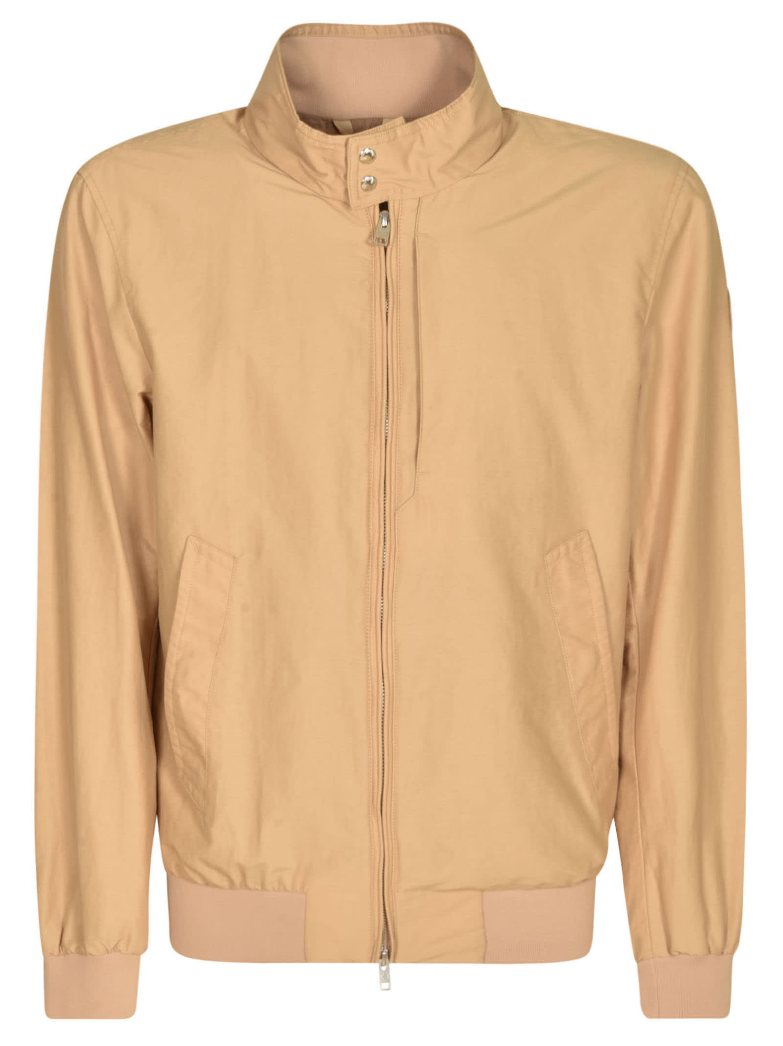 Woolrich Standing Collar Zipped Jacket In Sabbia