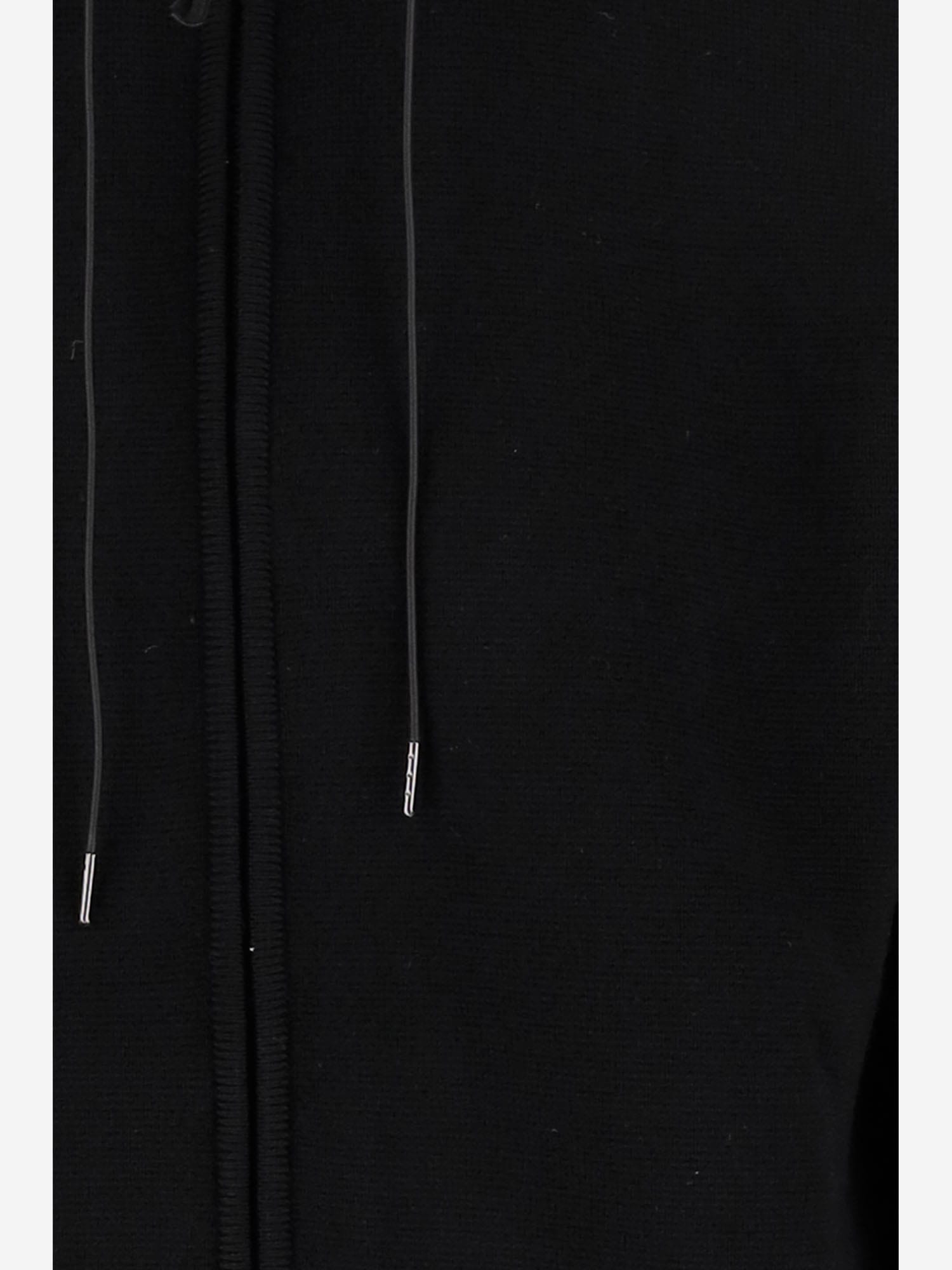 C.p. Company Men Black Jacket With Drawstring Hood And Logo Plaque On The Sleeve In Wool Man In Black