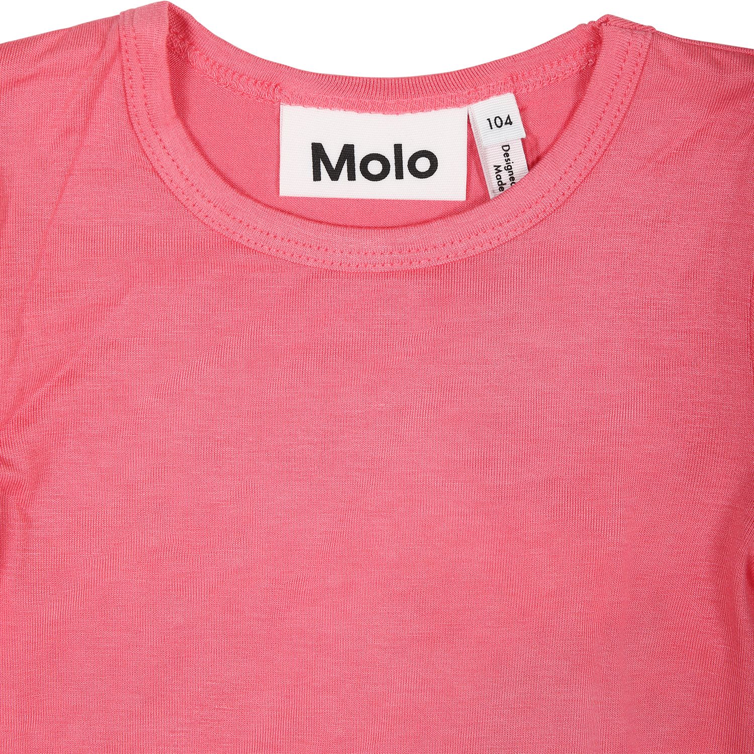Shop Molo Pink T-shirt For Girl With Logo In Fuchsia