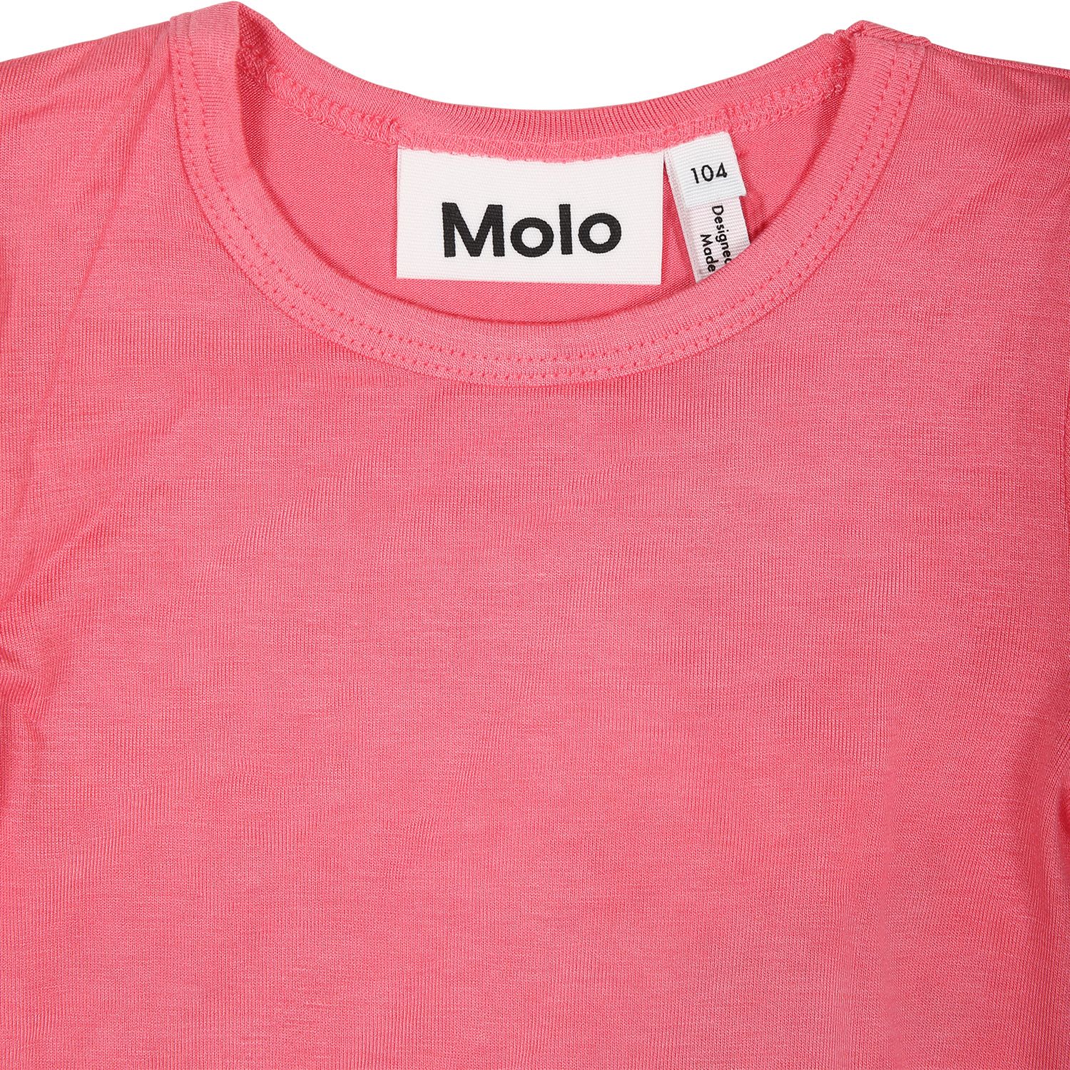 Molo Pink T-shirt For Girl With Logo In Fuchsia