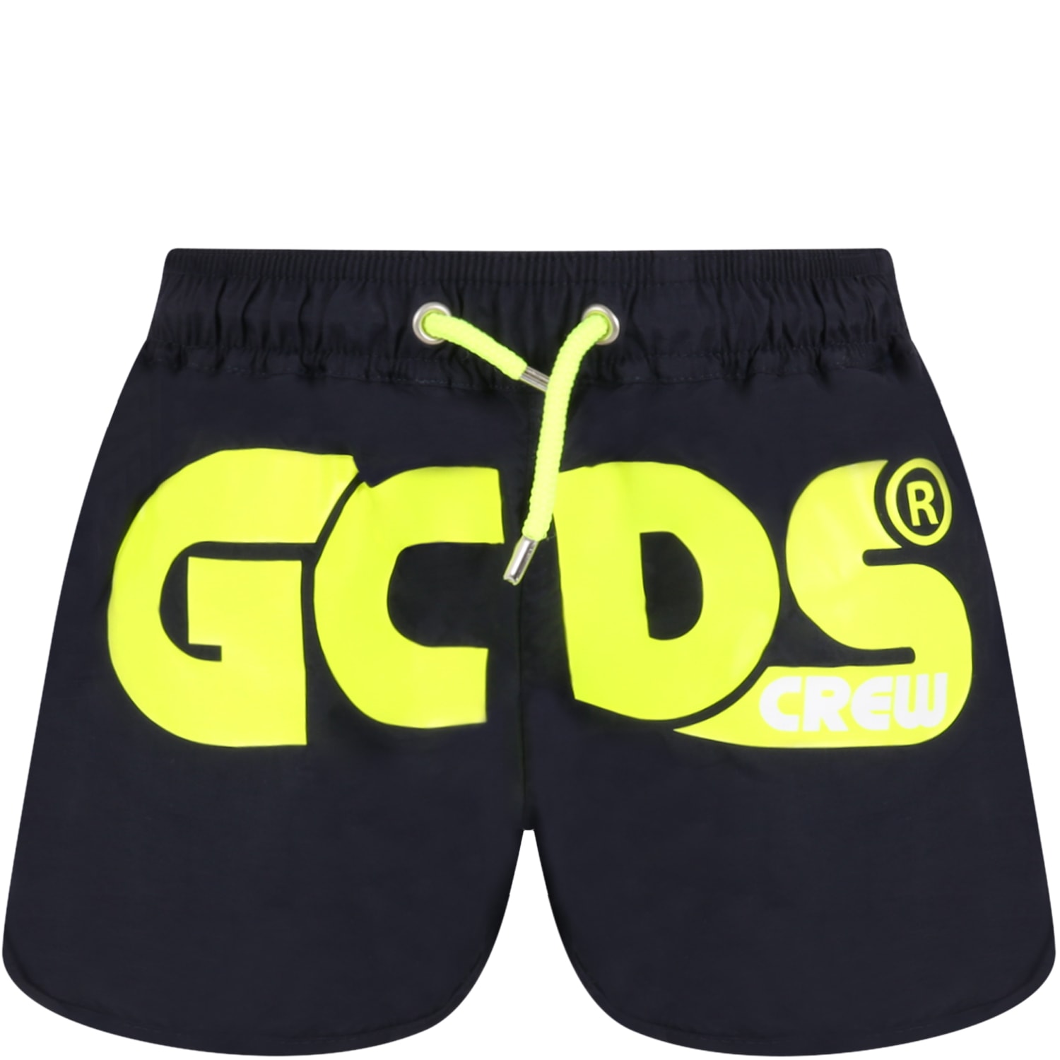 GCDS Mini Blue Swim Short For Boy With Logo