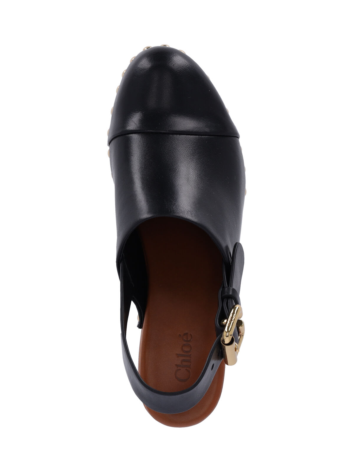 Chloé Jeannette Studded Leather Slingback Platform Clogs