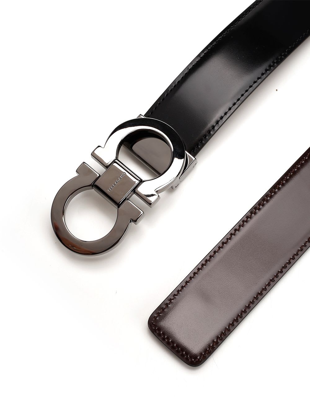 Shop Ferragamo Gancini Belt In Black