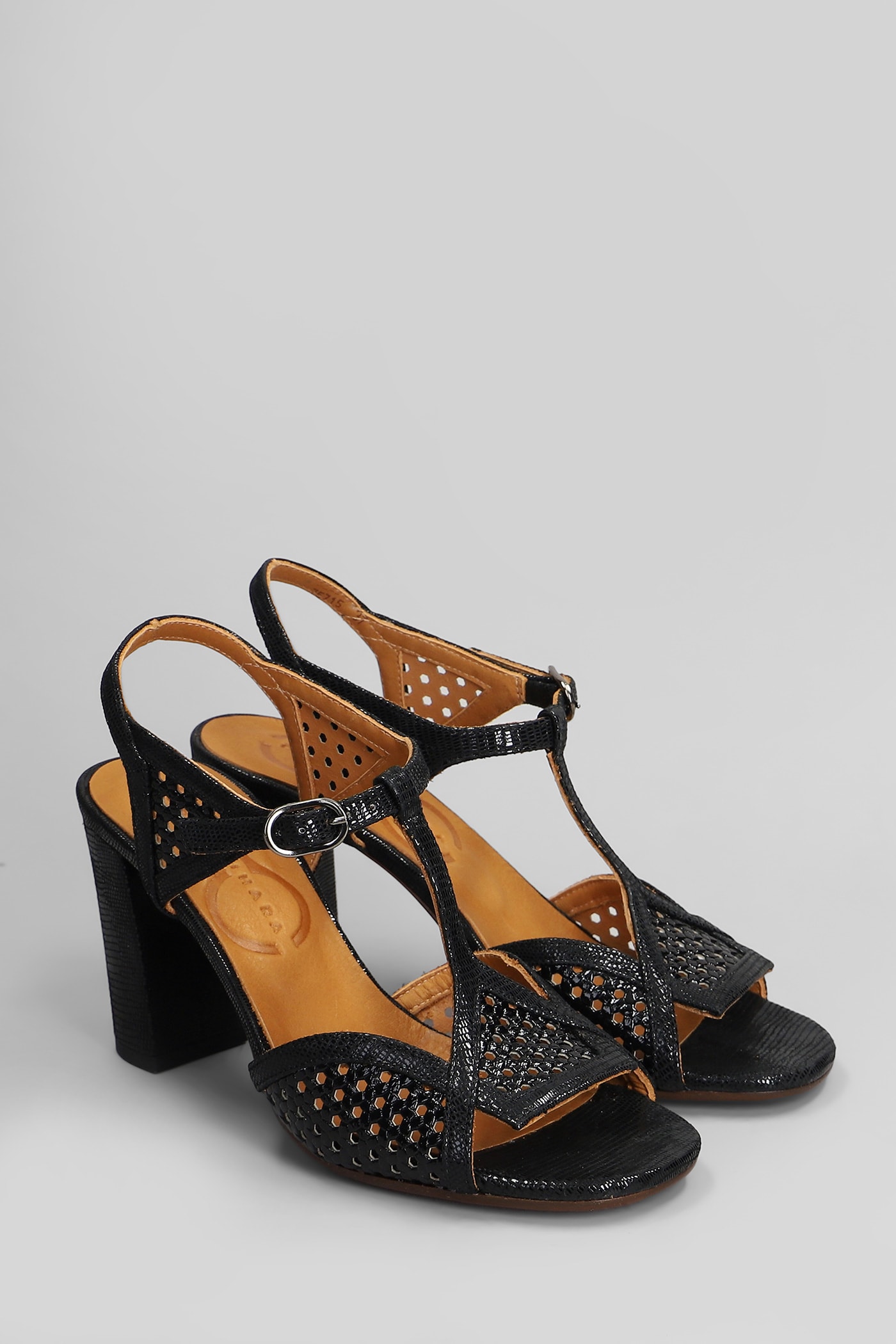 Chie Mihara 75mm Bessy Perforated Leather Sandals In Black