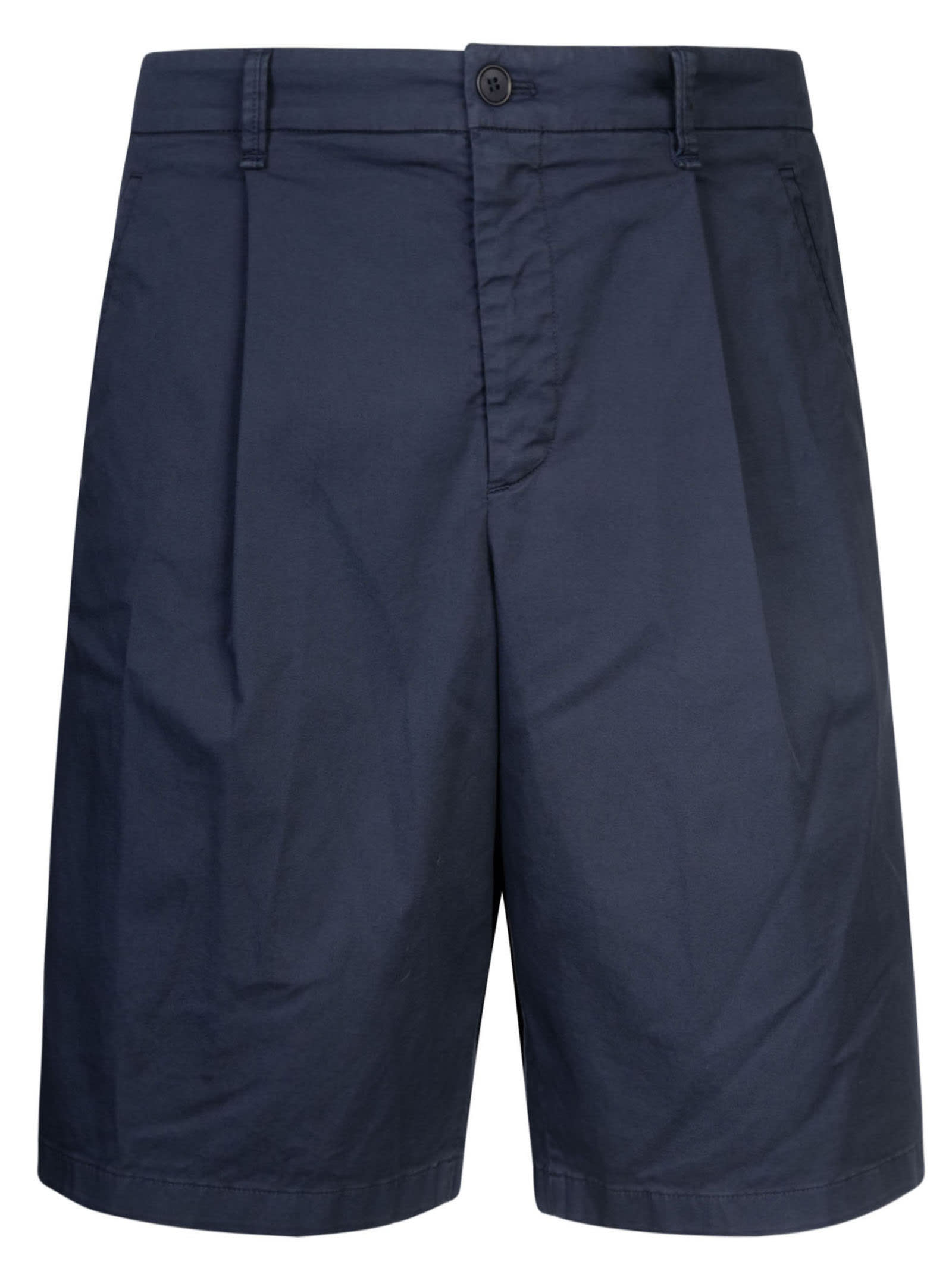 Shop Giorgio Armani Elastic Waist Wide Leg Shorts In Navy
