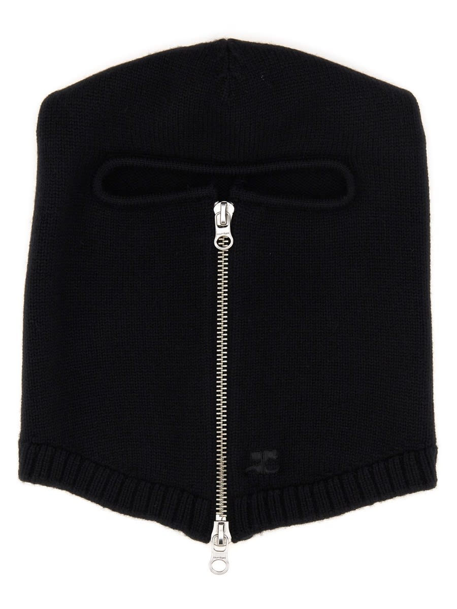 Courrèges Wool Balaclava In Black