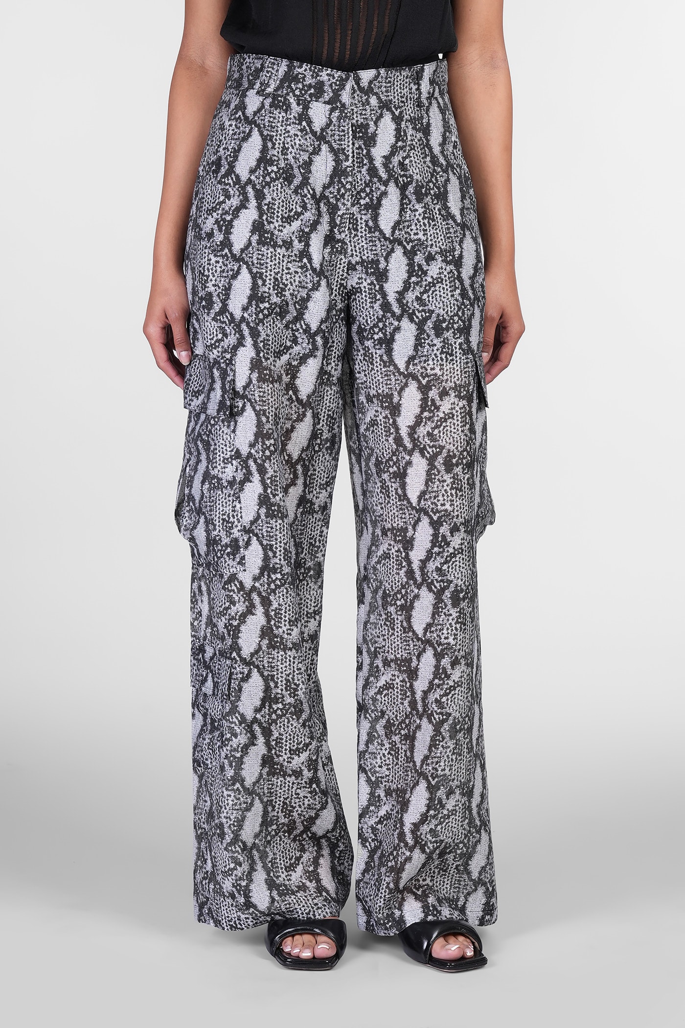IRO ASONA PANTS IN SILVER WOOL AND POLYESTER