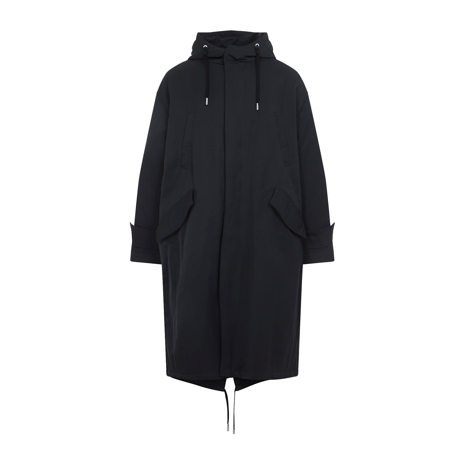 Ami Alexandre Mattiussi Long Hooded Parka With Drawstring And Pockets In Gray