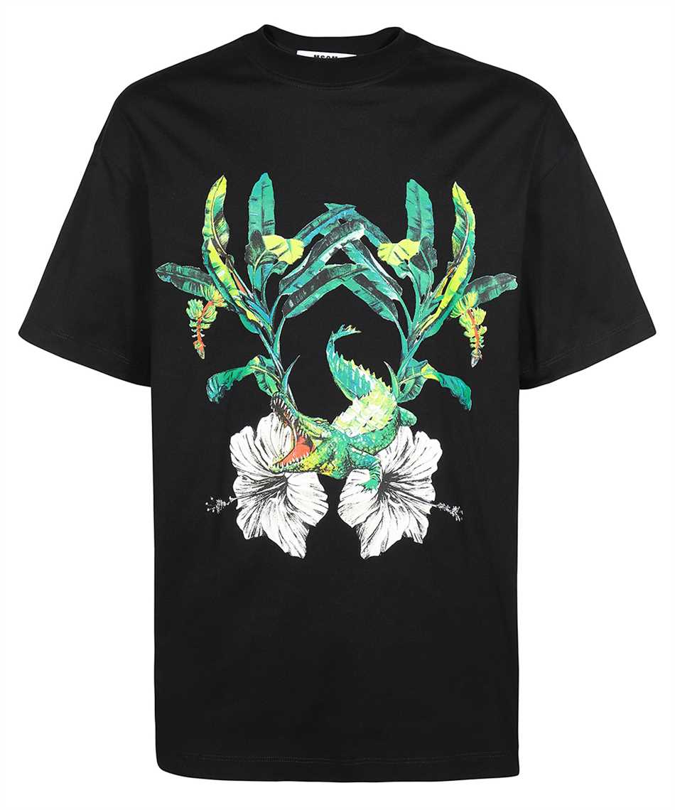 Msgm Crocodile-print Cotton T-shirt In Animal Print