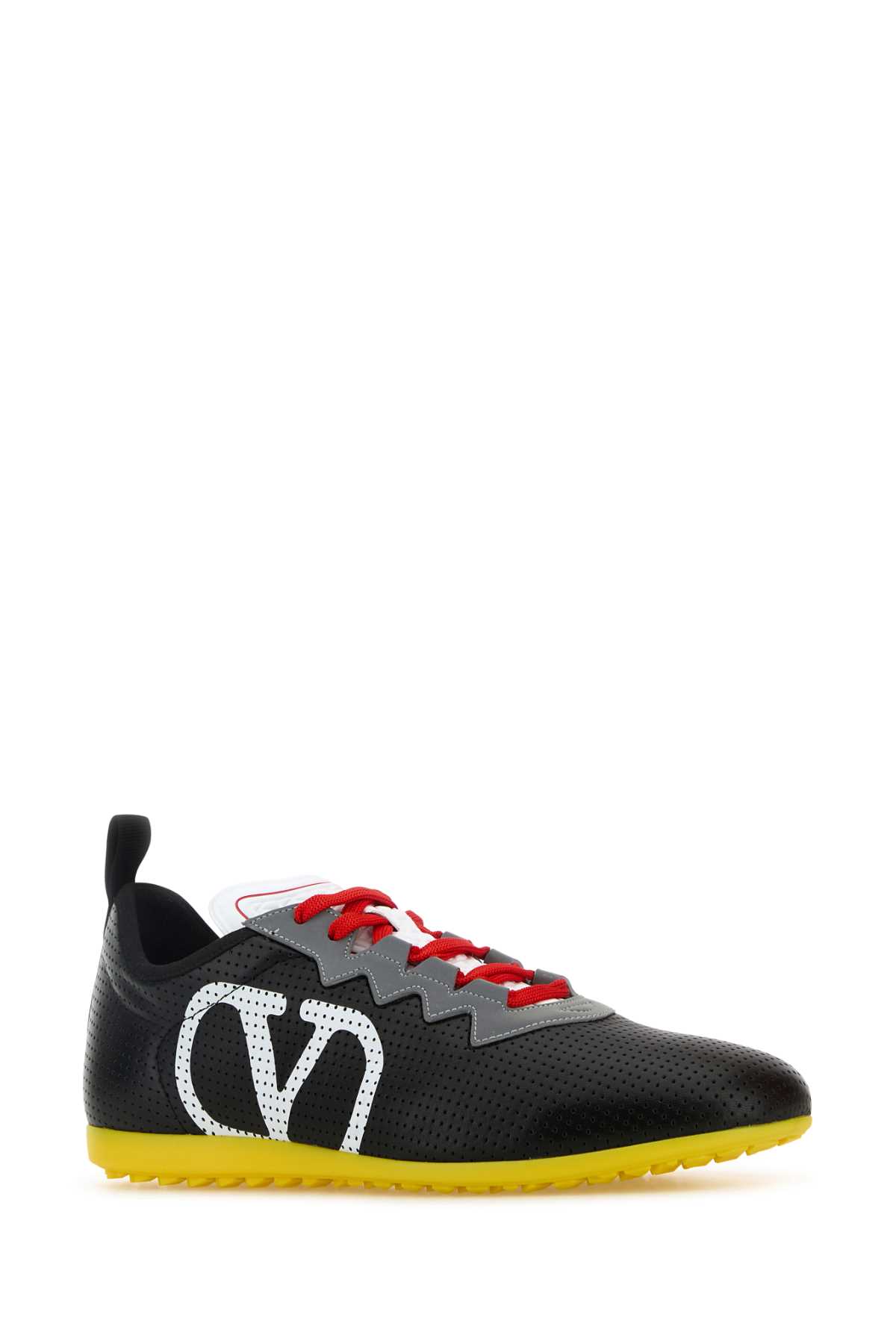 Valentino Garavani Black Sneakers With Asymmetric Toe And Vlogo Detail On The Side In Tech Fabric Ma In Black