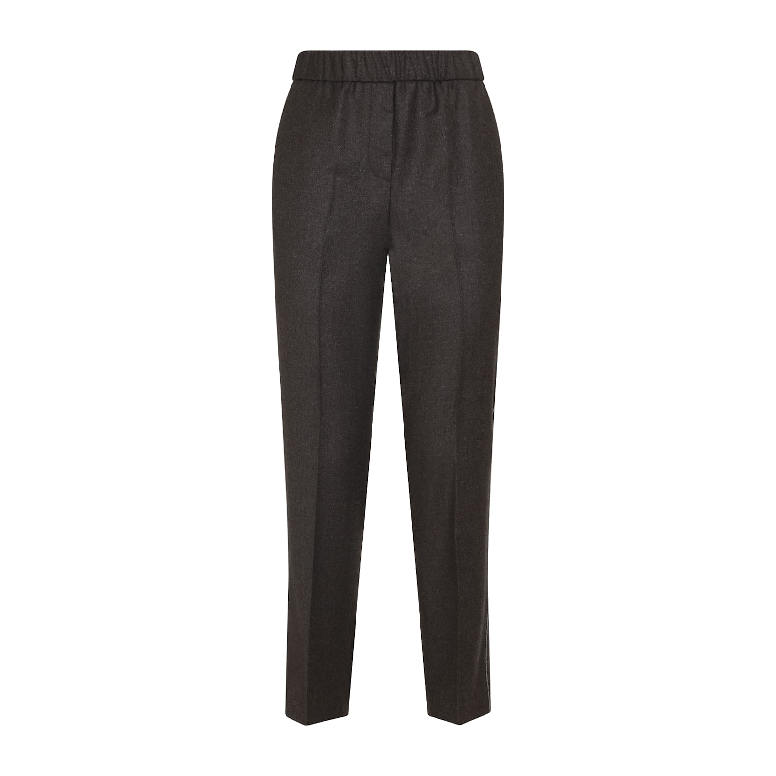 Peserico Straight-leg Brown Virgin Wool Pants With Lurex Details In Gray