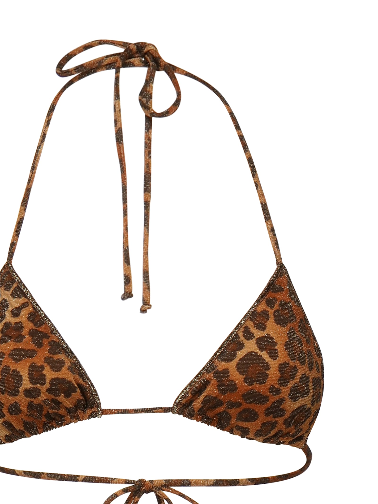 Mc2 Saint Barth Lurex Triangle Bikini Top With Animal Print