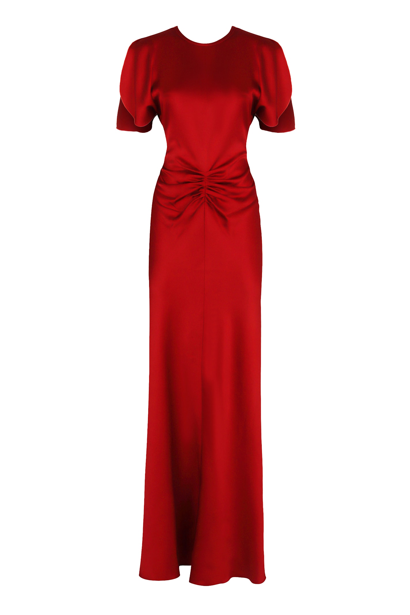 Victoria Beckham Womens Gathered Draped-sleeve Satin Maxi Dress Rose In Red