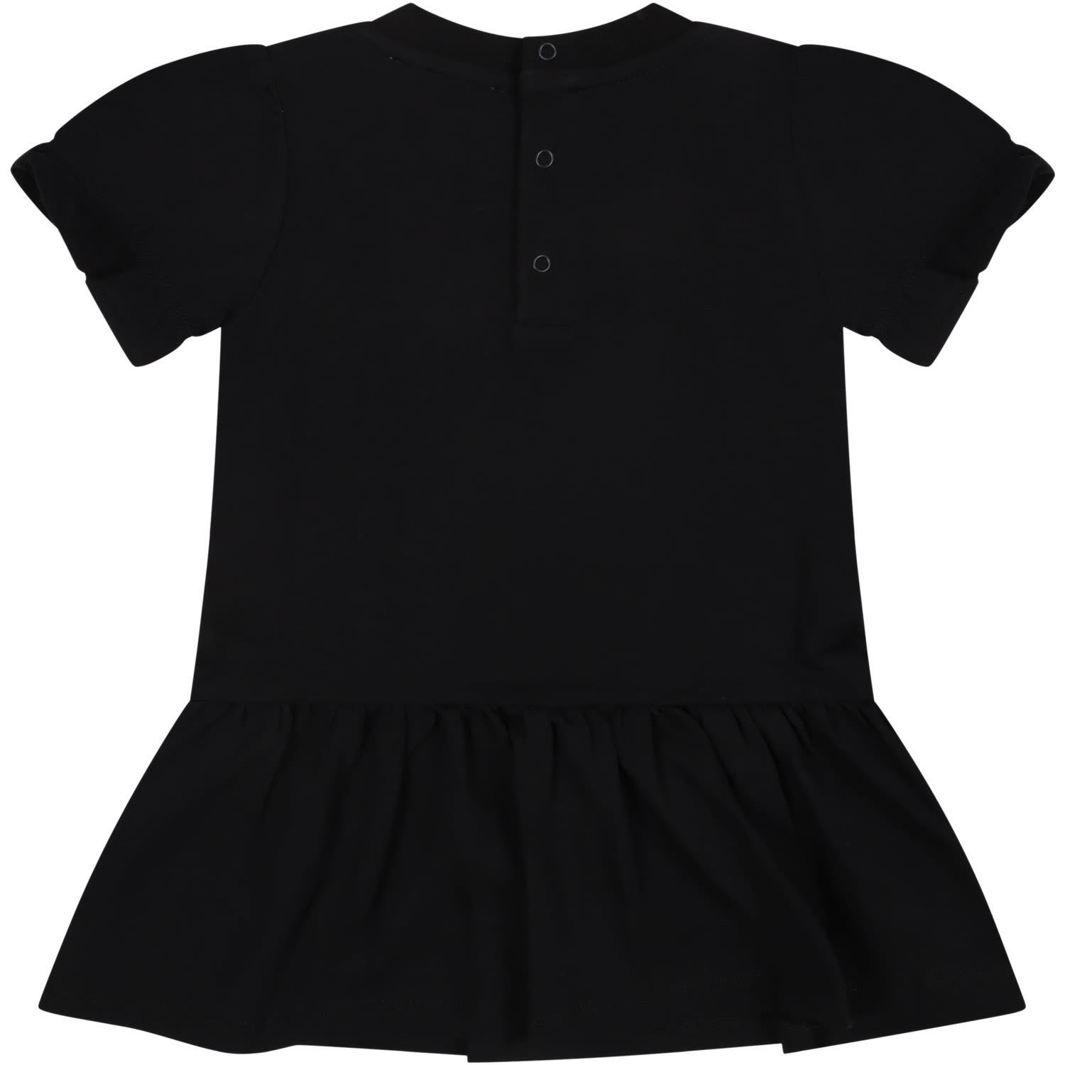 Shop Moschino Black Dress For Baby Girl With Teddy Bear Print