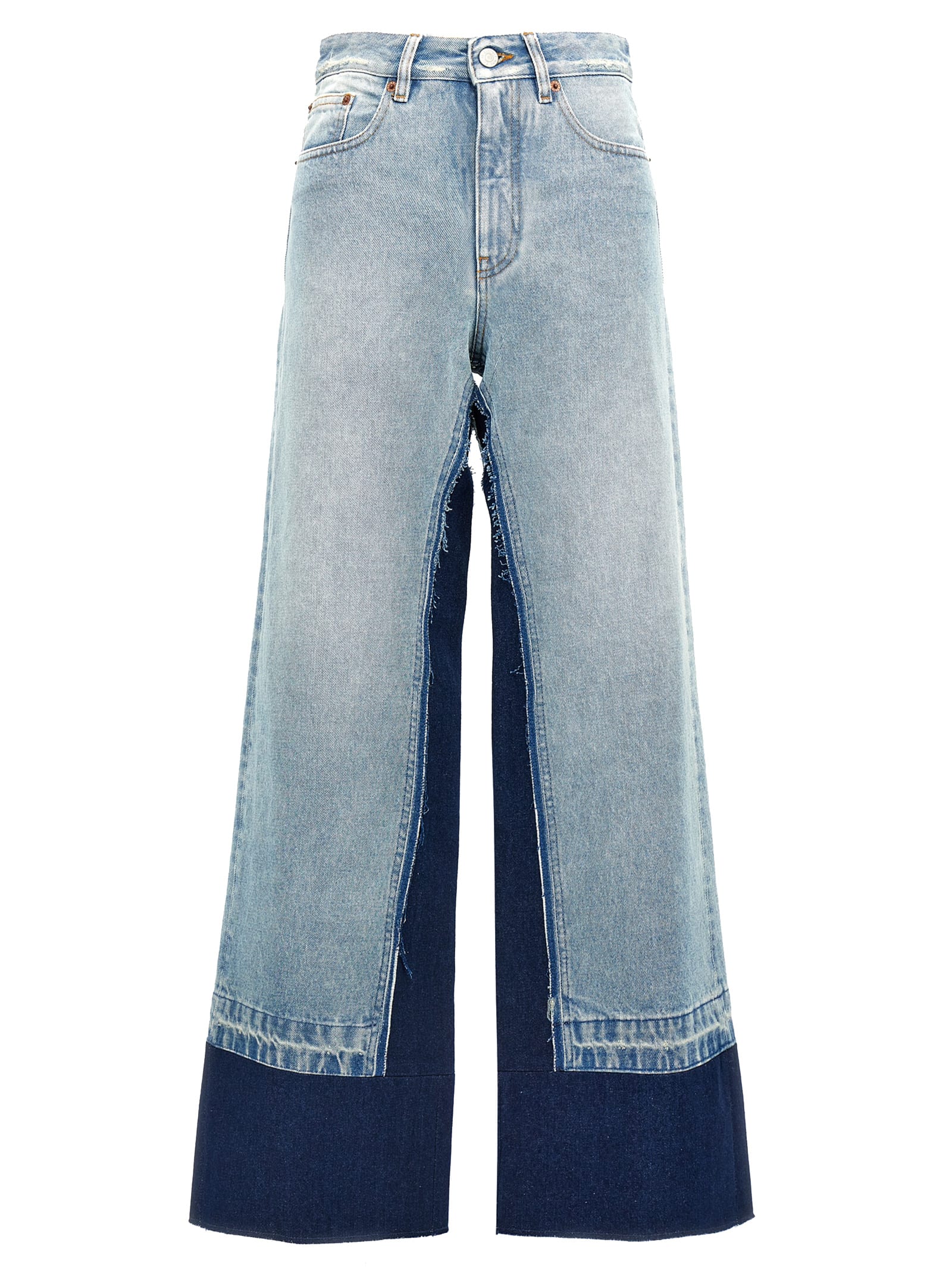 Shop Mm6 Maison Margiela Contrast Insert Jeans In Light Blue