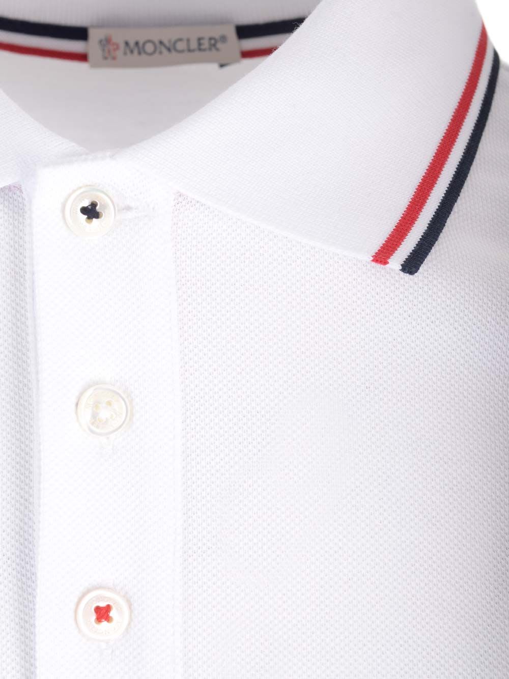 Moncler Logo Patch Short-sleeved Polo Shirt In White