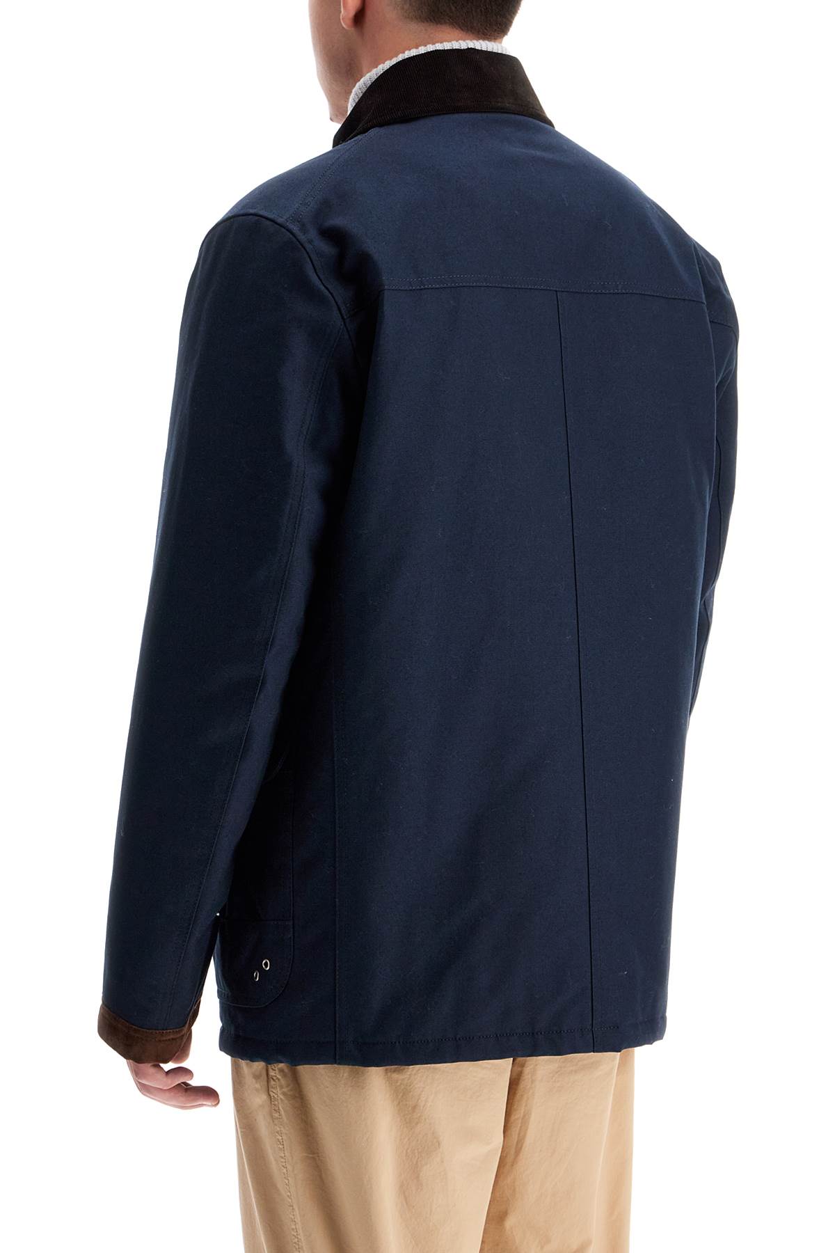 Shop Fay 4-hook Canvas Jacket With Classic In Blu Petrolio (blue)