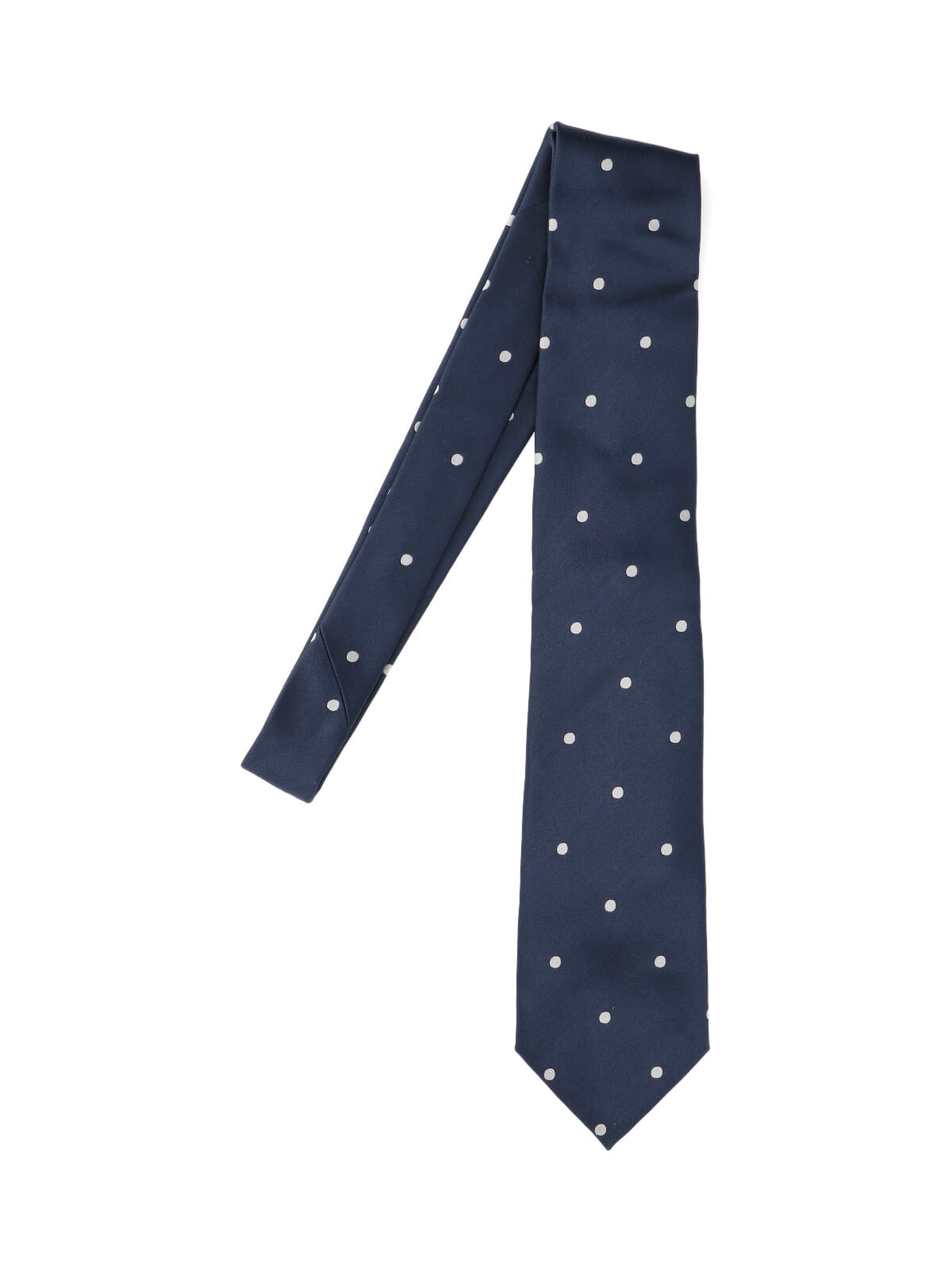 Tom Ford Navy Silk Tie With White Polka Dots In Blue